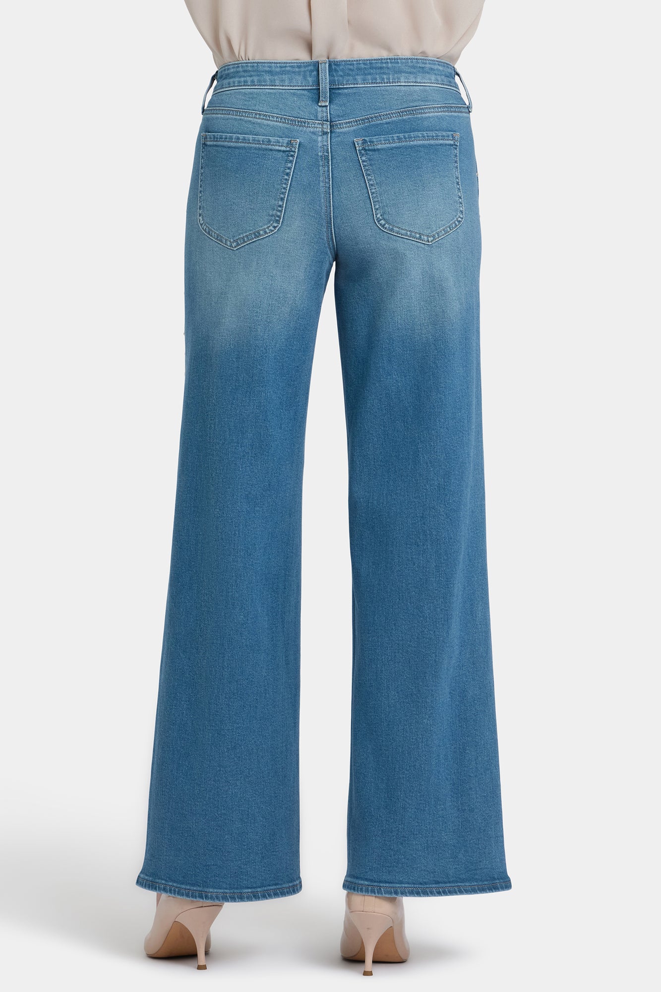 NYDJ Teresa Wide Leg Jeans With Rhinestones, Front Slits And 31