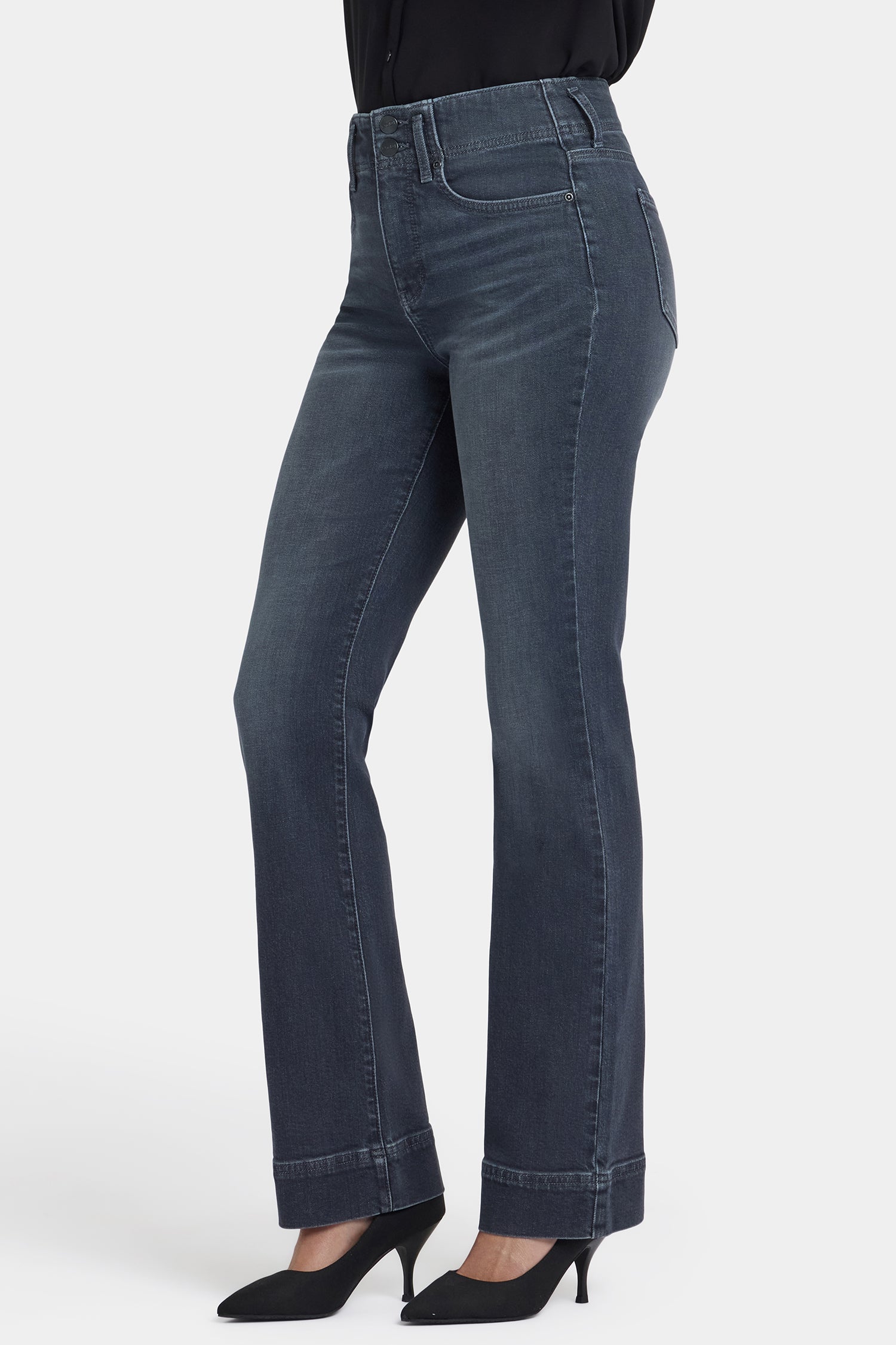 NYDJ Barbara Bootcut Jeans With High Rise And Double-Button Waistband - Graphite Hill