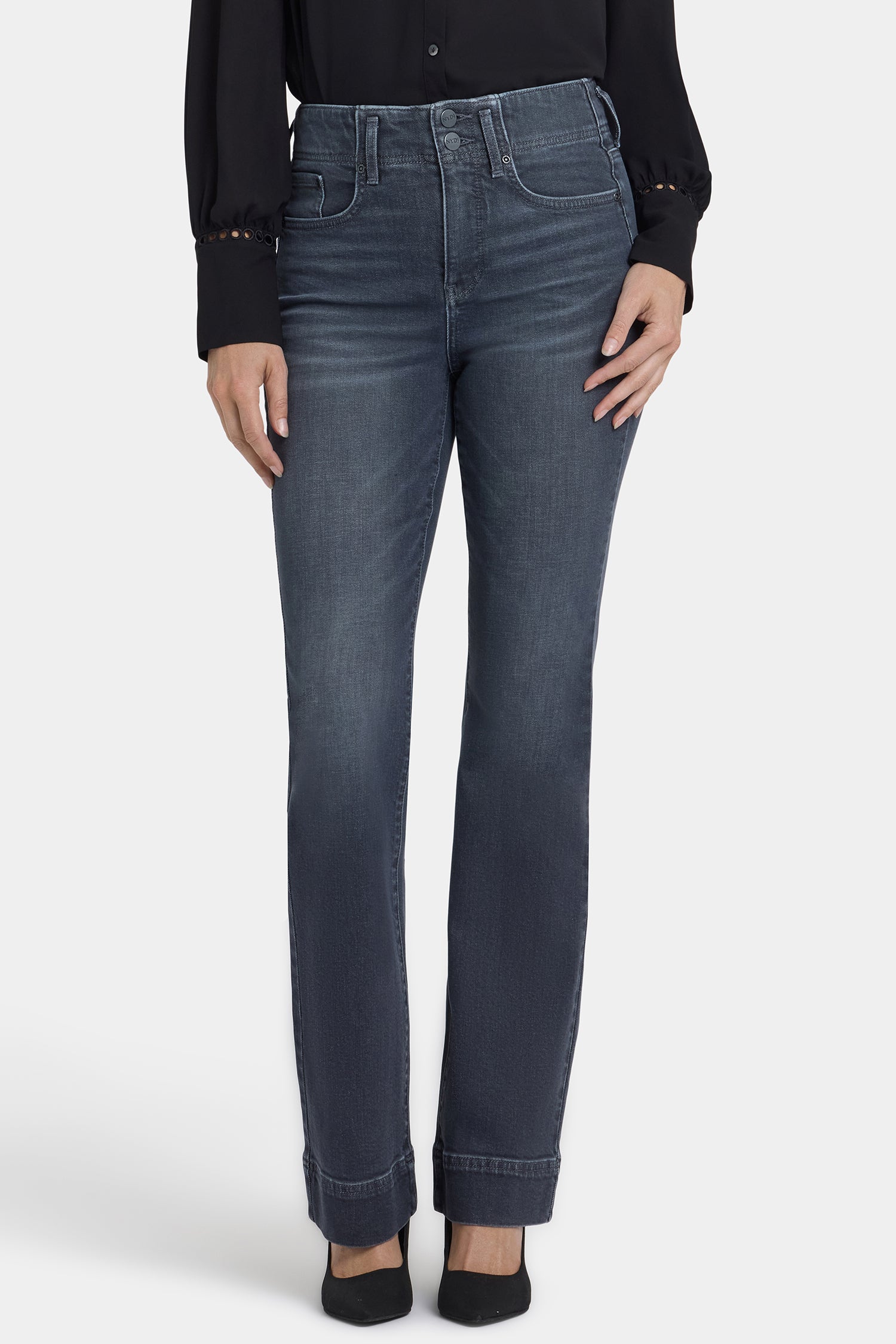 NYDJ Barbara Bootcut Jeans With High Rise And Double-Button Waistband - Graphite Hill