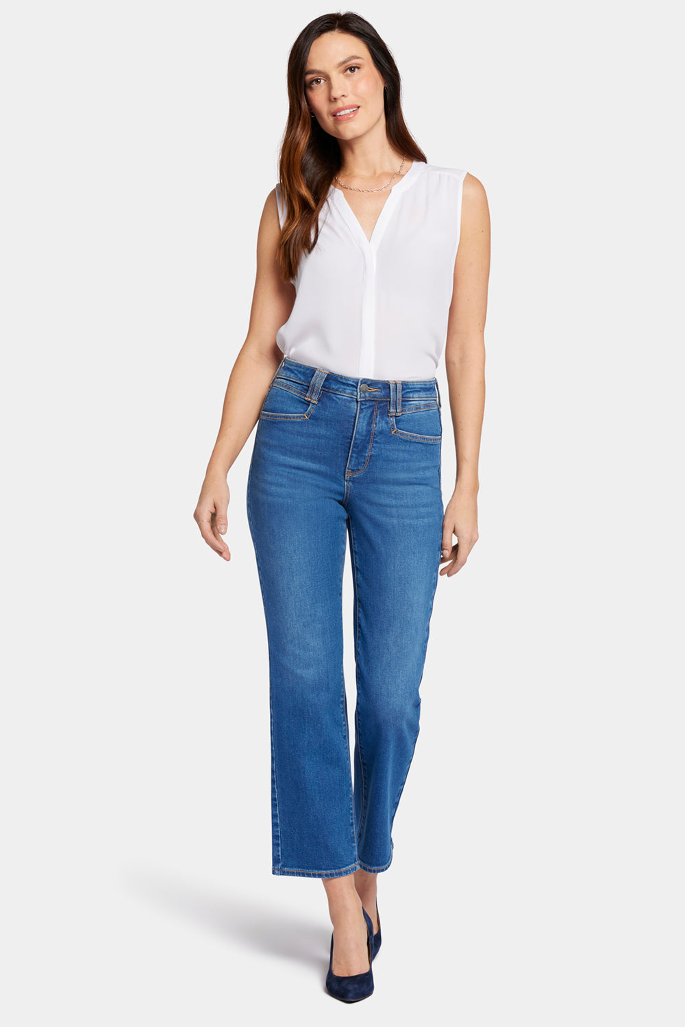 NYDJ Bailey Relaxed Straight Ankle Jeans With High Rise And Square Pockets - Rockford