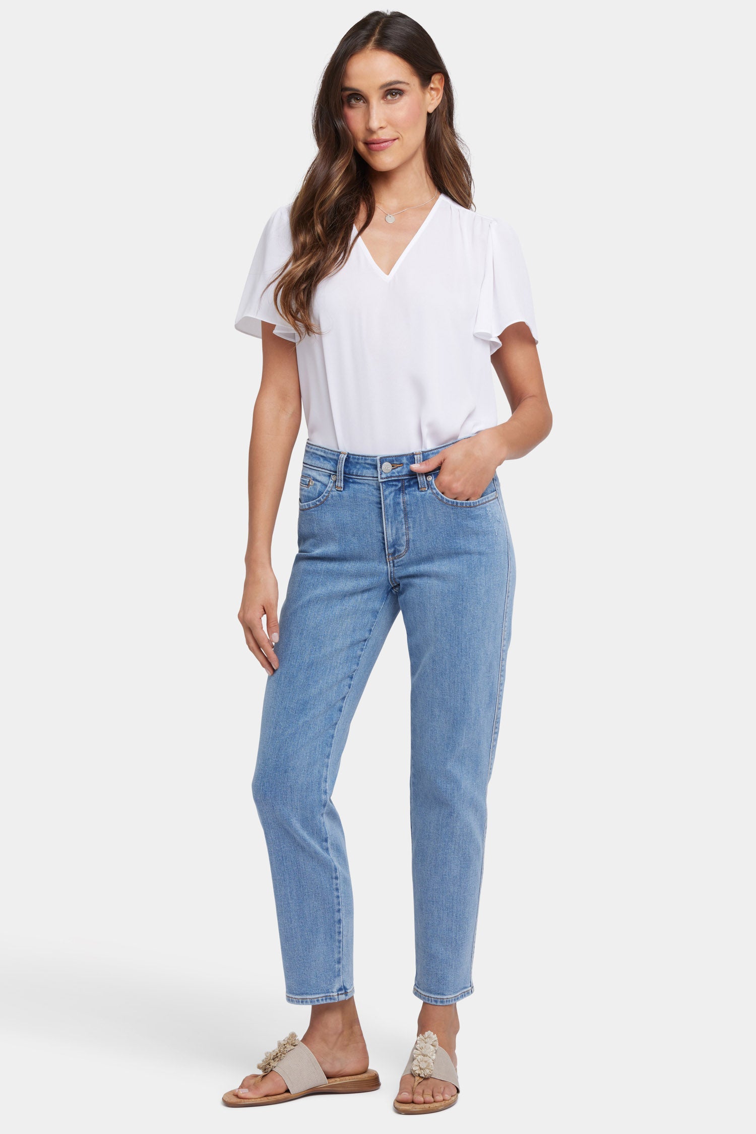 (取寄) エヌワイディージェイ レディース ステラ テーパード アンクル イン リンス NYDJ women Stella Tapered Ankle in Rinse Rinse Stella Tapered Ankle Jeans - Minorca Isle Blue | NYDJ