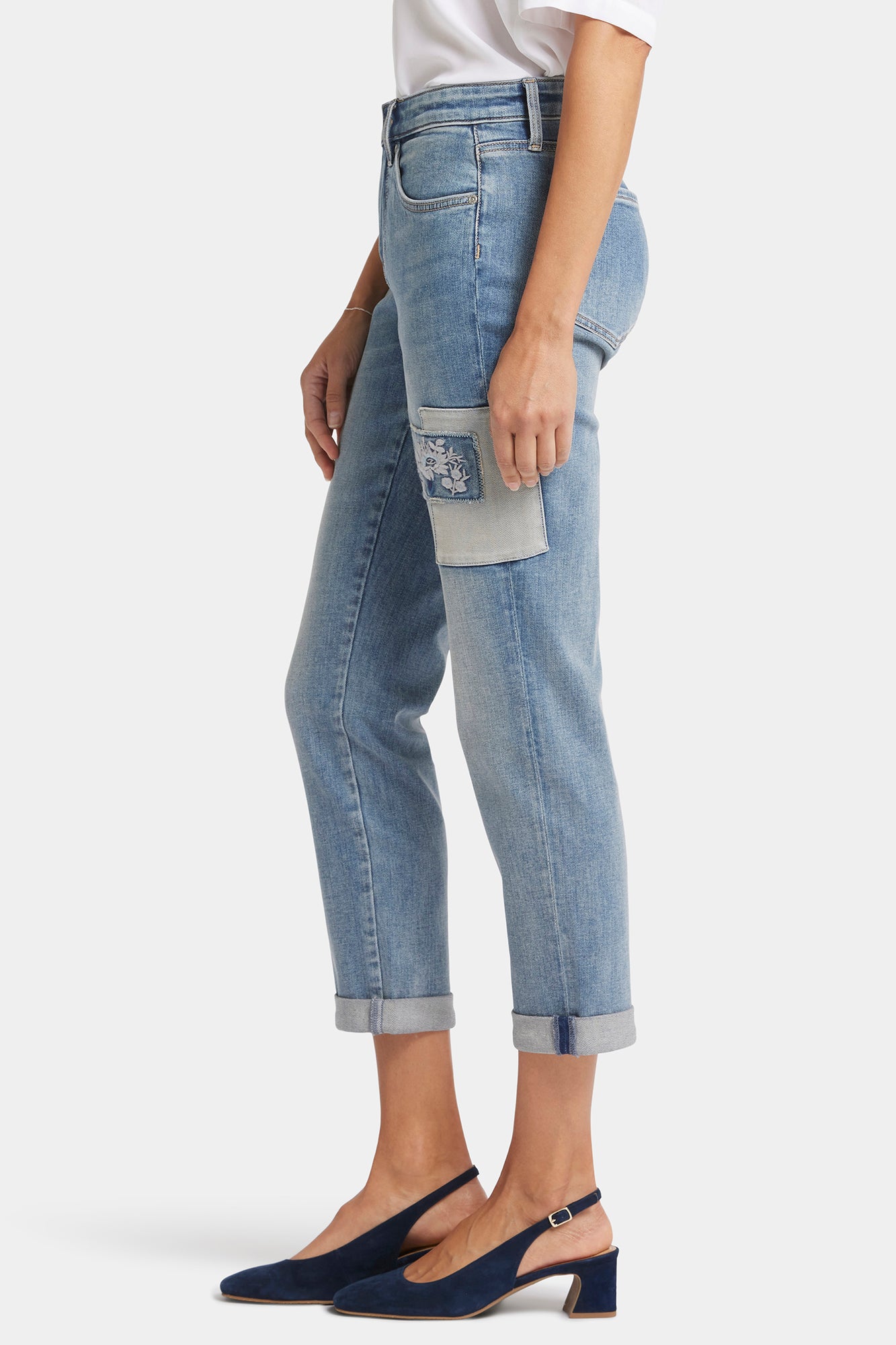 NYDJ Margot Girlfriend Jeans With Embroidered Patch - Indigo Stream