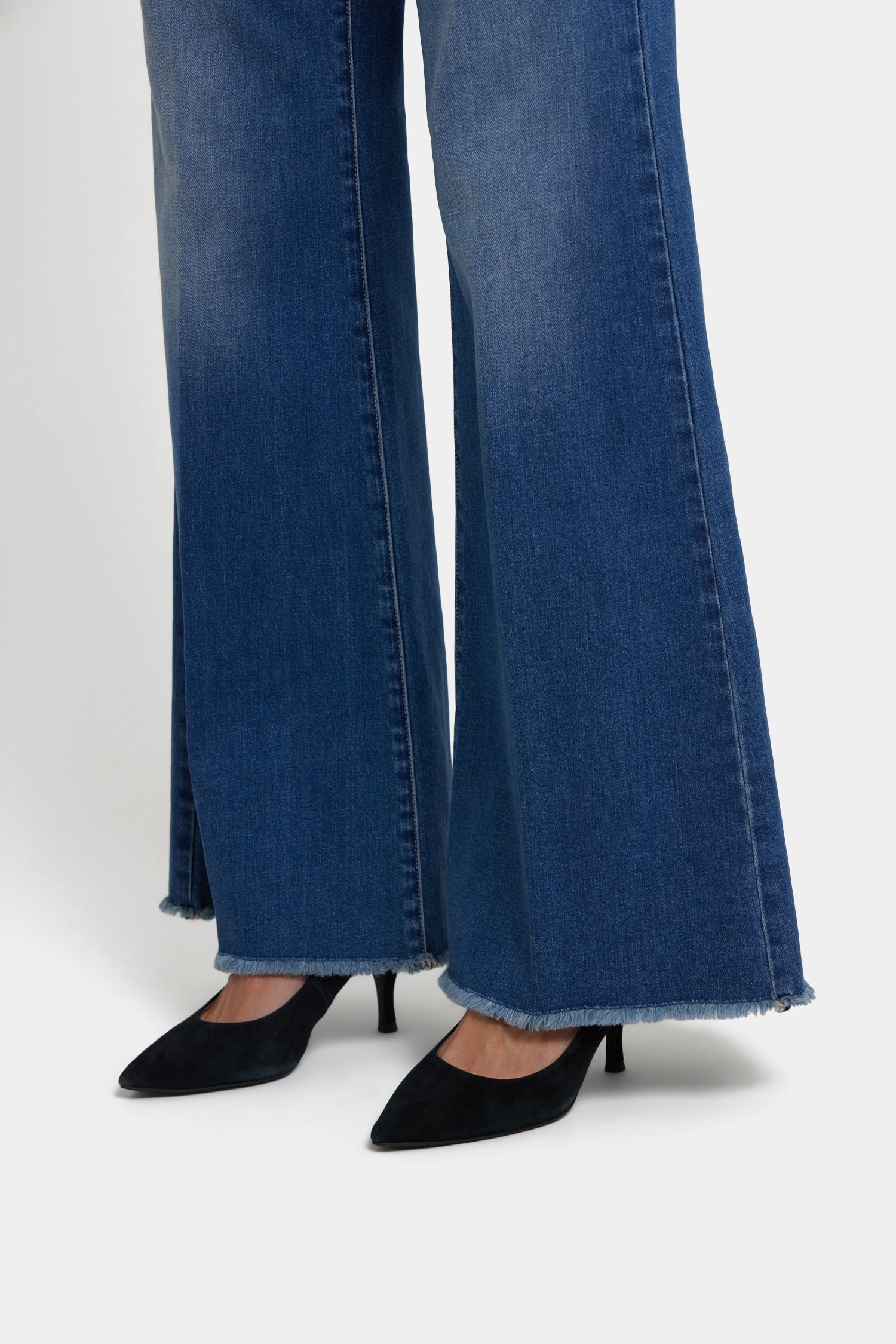 NYDJ Mia Palazzo Jeans With High Rise And Frayed Hems - Romantic Indigo