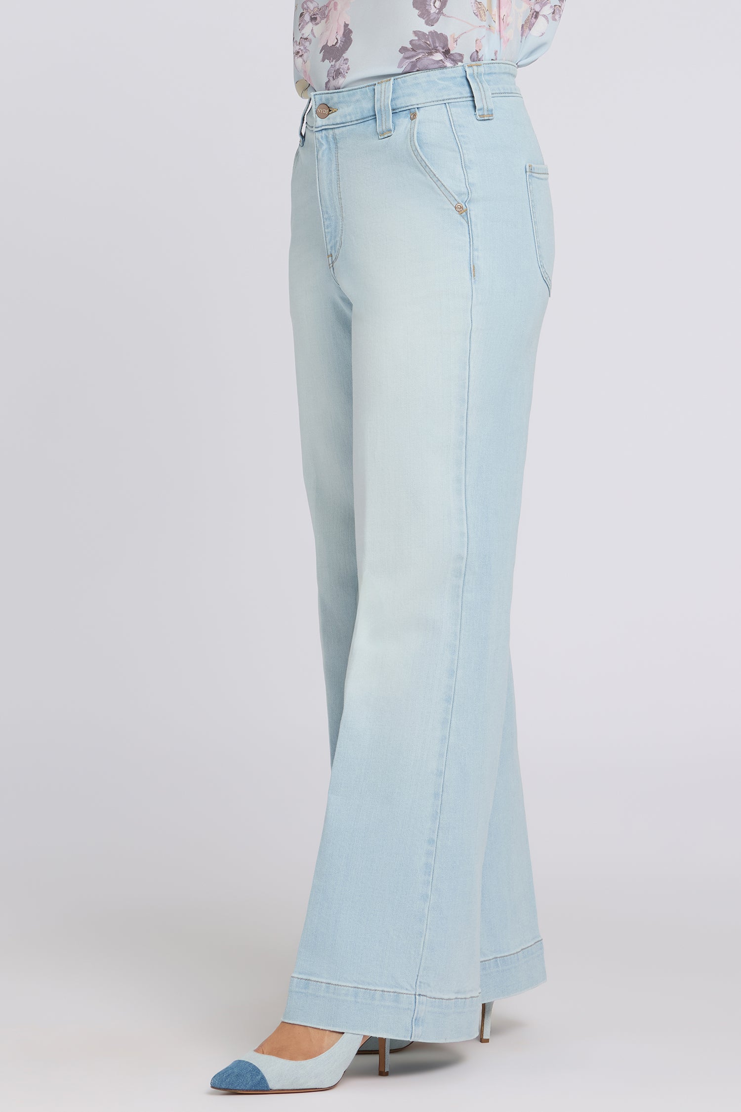 Mia Palazzo Jeans With High Rise And Wide Belt Loops - Sky Valley