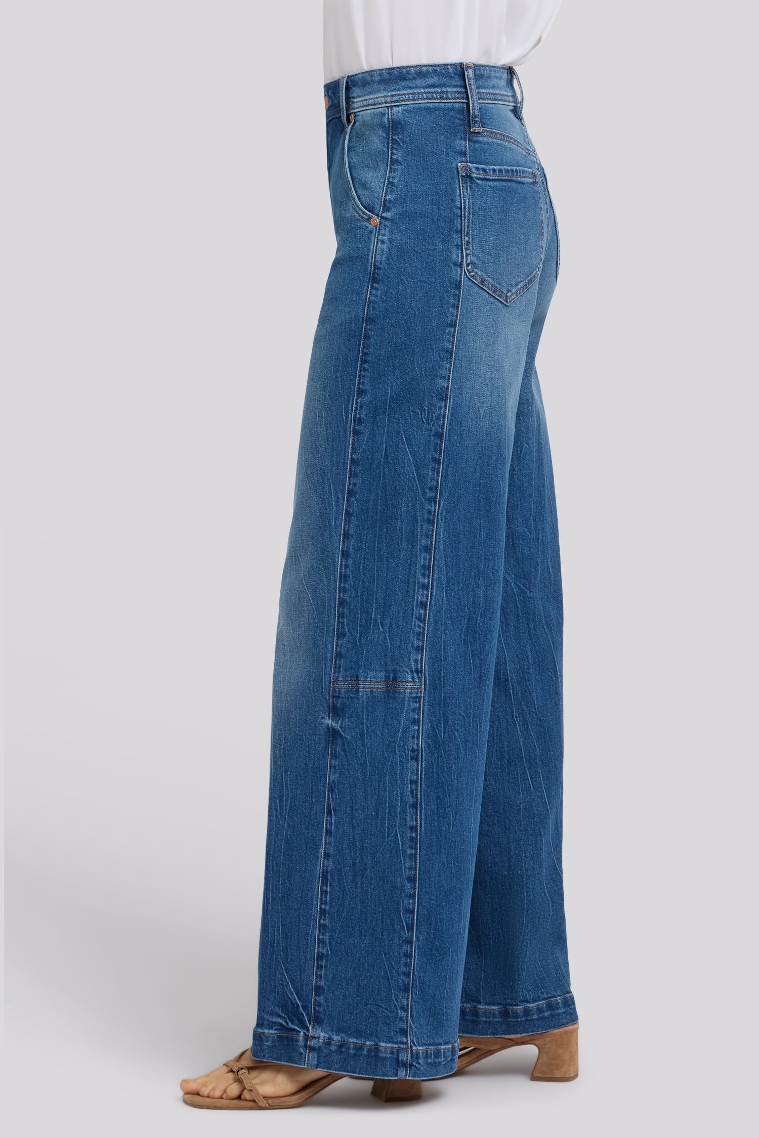 Gracie Wide Leg Jeans With Super High Rise And Paneled Seam Detail
