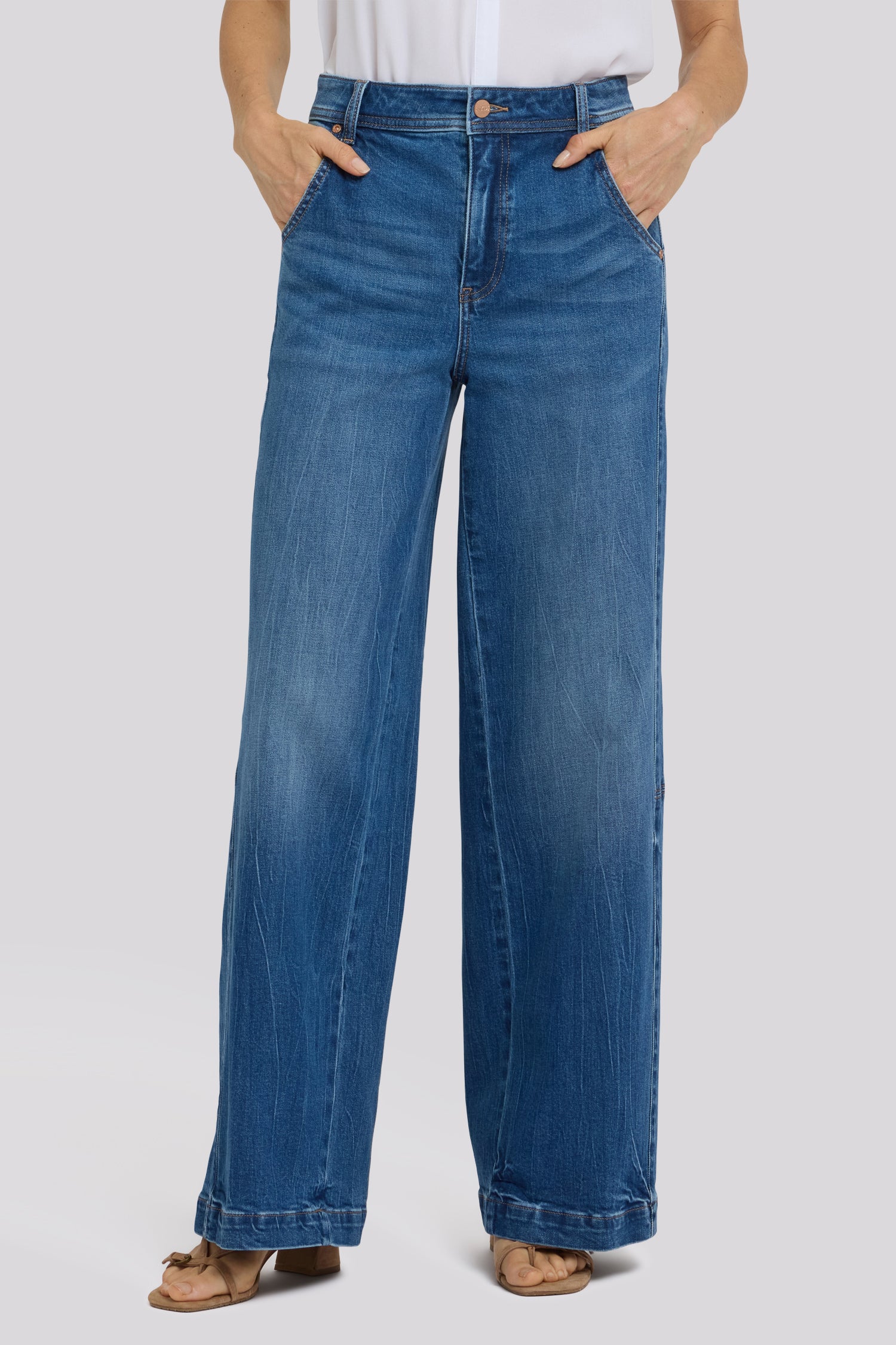 Gracie Wide Leg Jeans With Super High Rise And Paneled Seam Detail Gracie Wide Leg Jeans With Super High Rise And Paneled Seam Detail