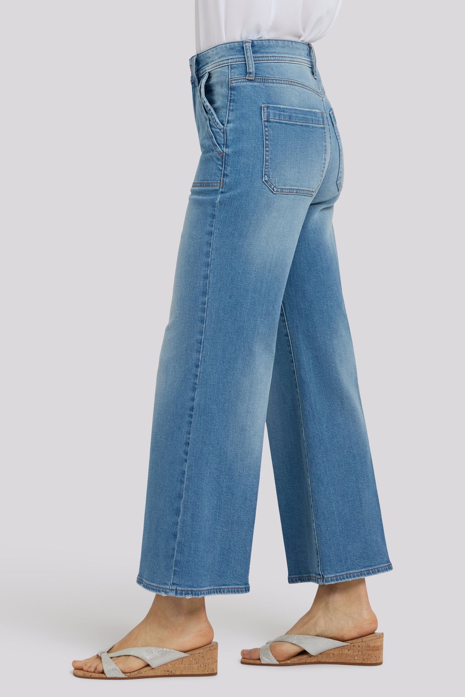 Mia Palazzo Ankle Jeans With High Rise And Utility Pockets - Port