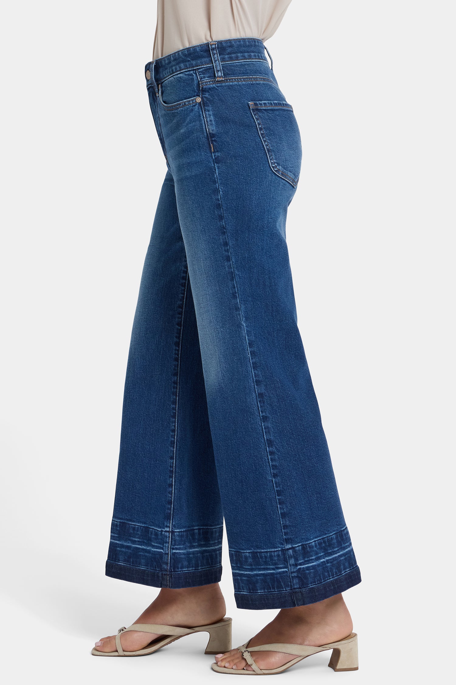 Mia Palazzo Ankle Jeans With High Rise And Contrast Washed Hems