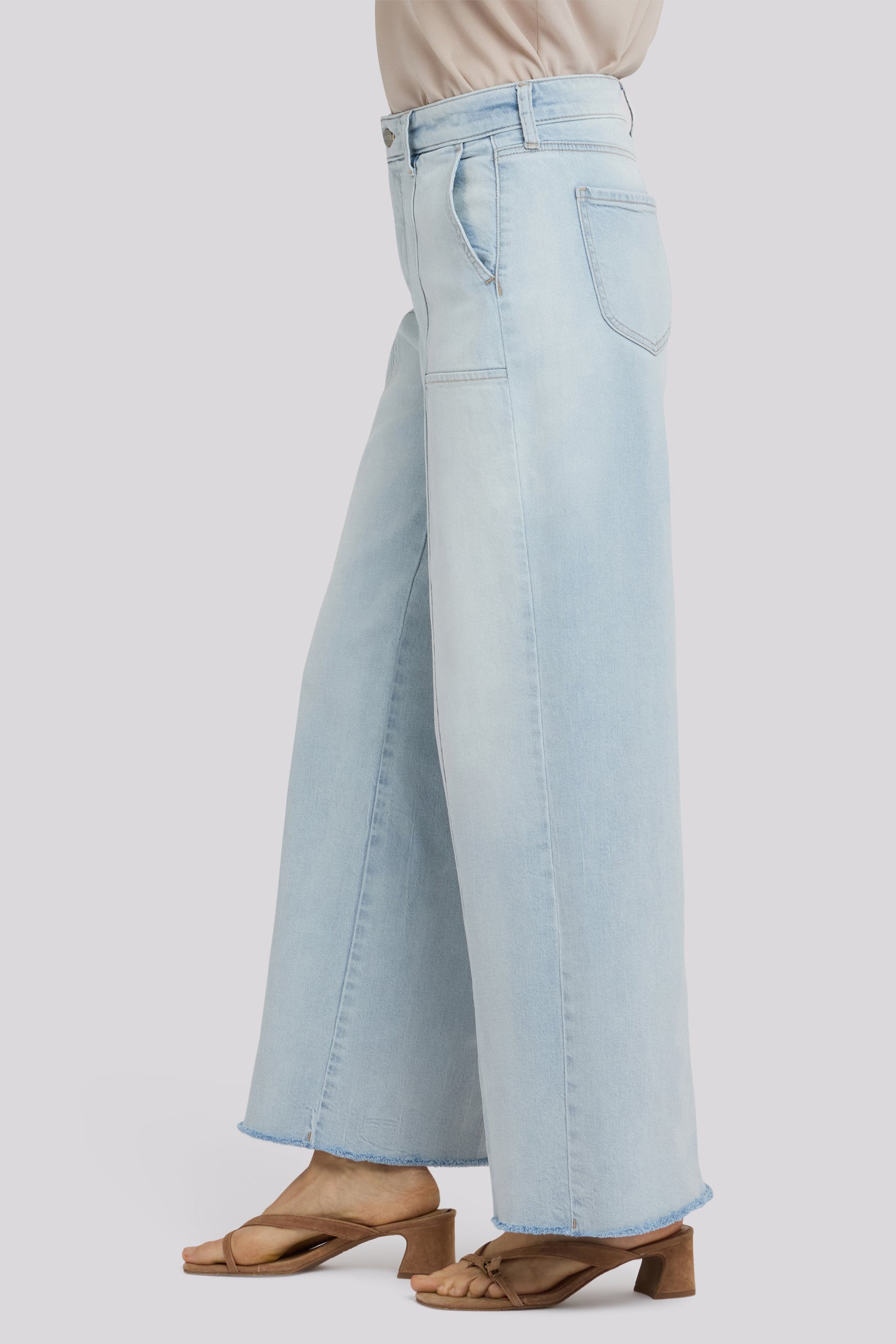 Simone Wide Leg Jeans With High Rise, Utility Detail And Raw Hems