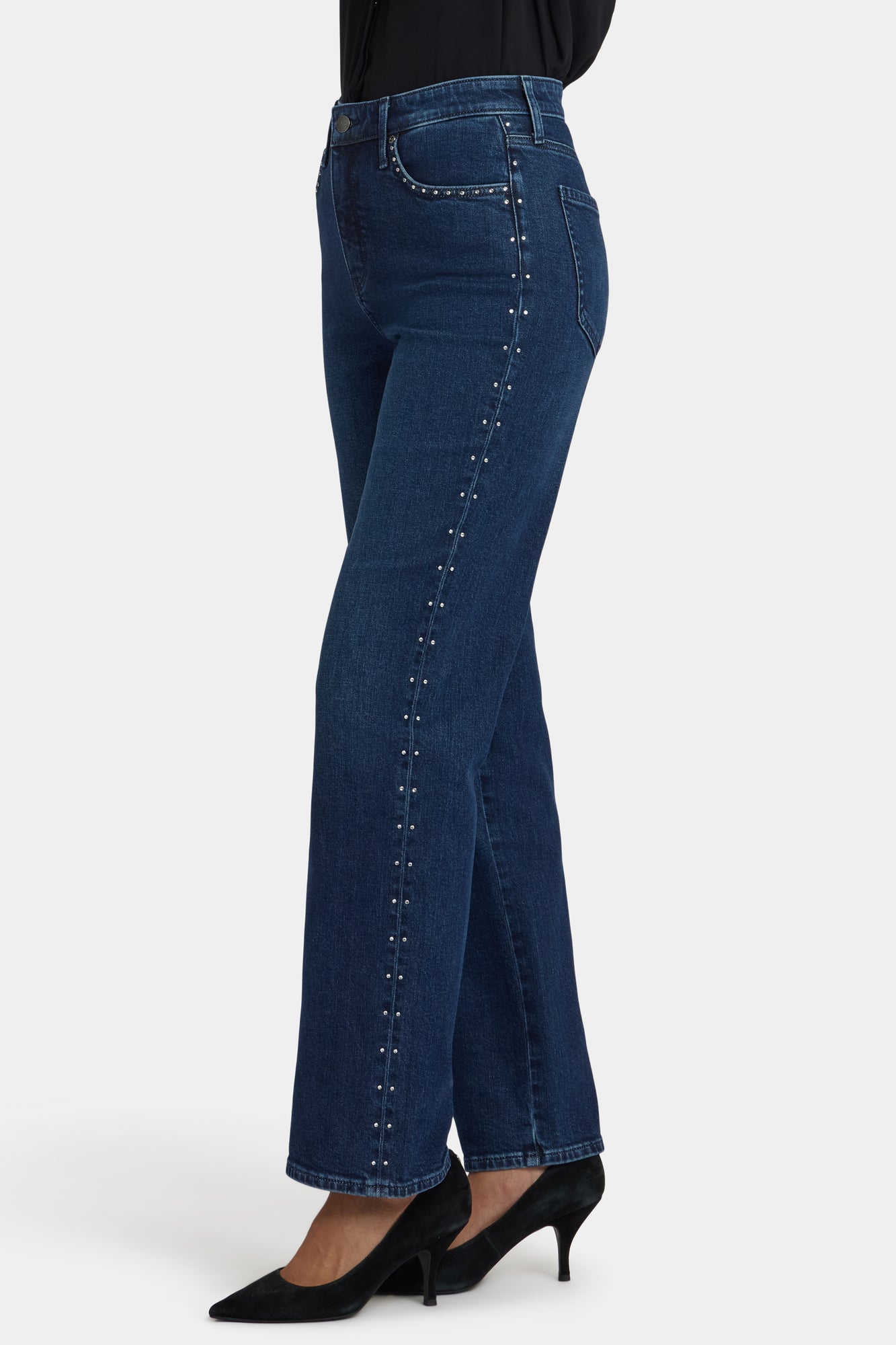 NYDJ Brooke Loose Straight Jeans With Drop Waist And Rhinestones - Louvre Sapphire