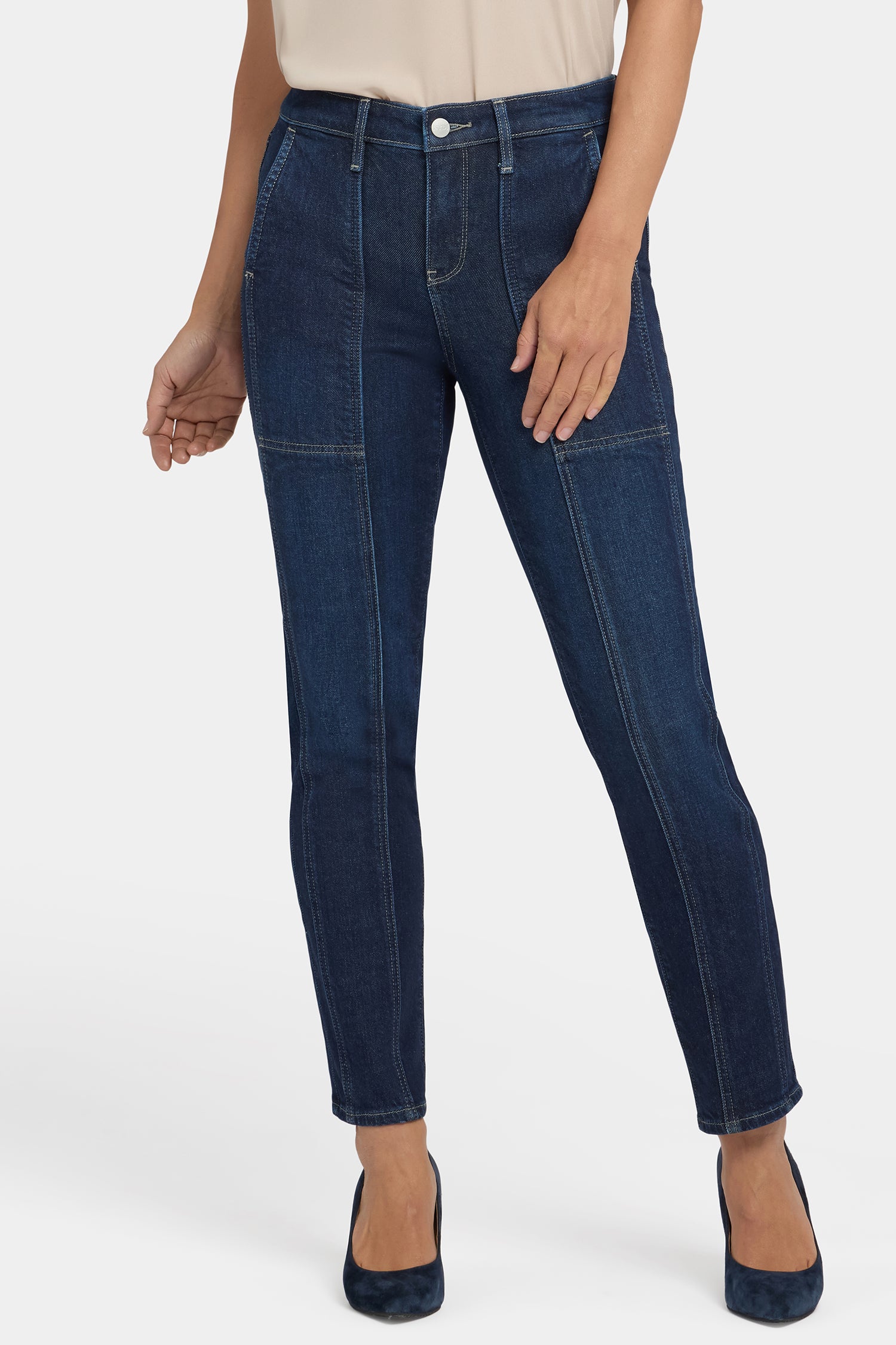 Margot Girlfriend Jeans With Front Seam Detail - Midnight Breeze