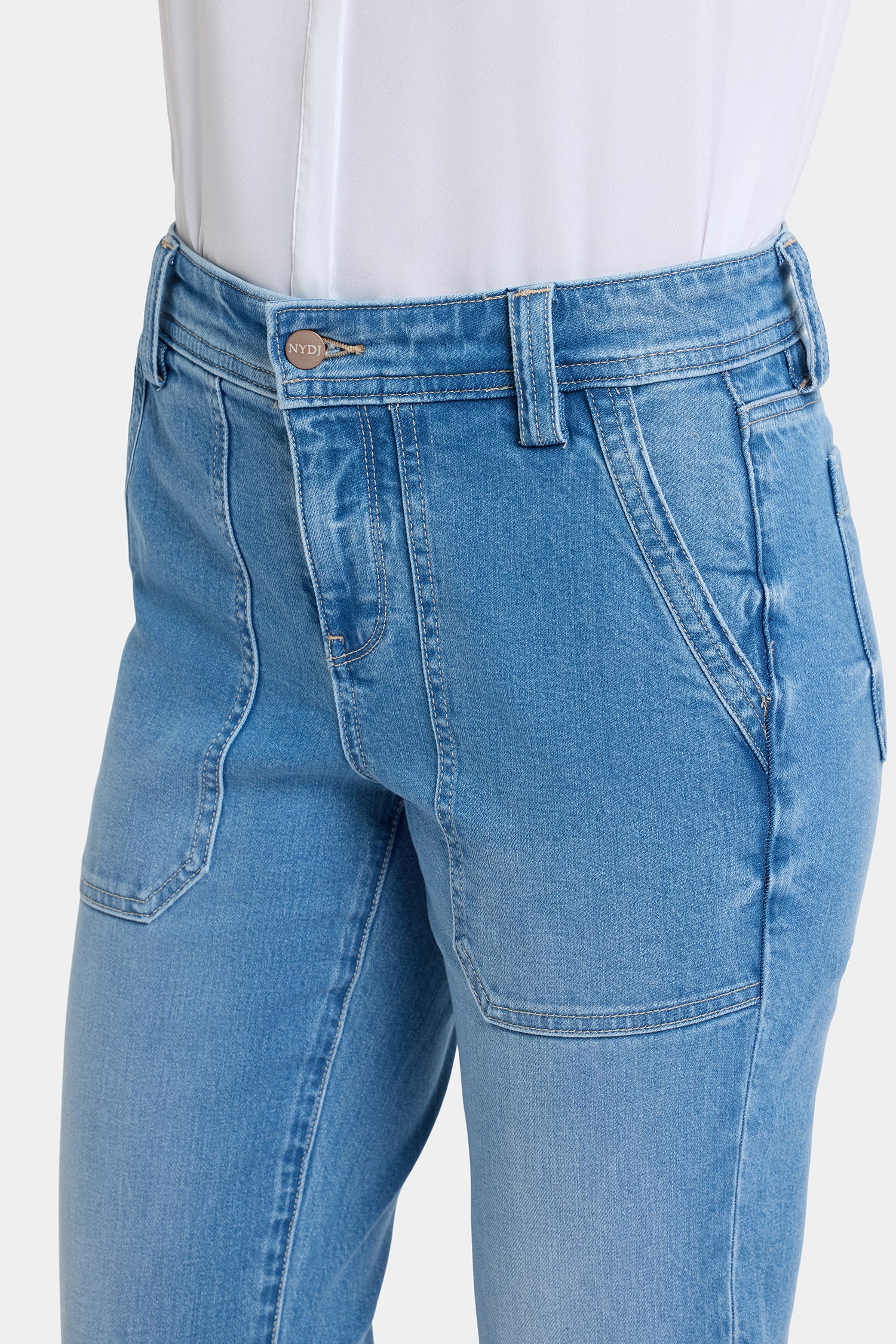 Margot Girlfriend Jeans With Utility Pockets And Roll Cuffs