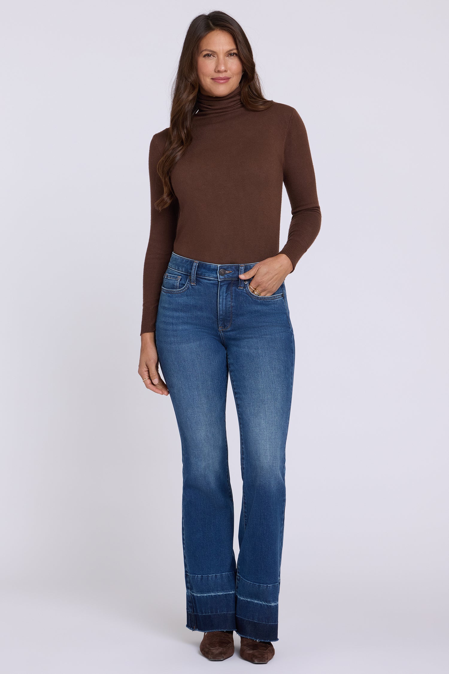 NYDJ Felicity Flared Jeans With High Rise And Raw Shadow Hems - Colorblaze