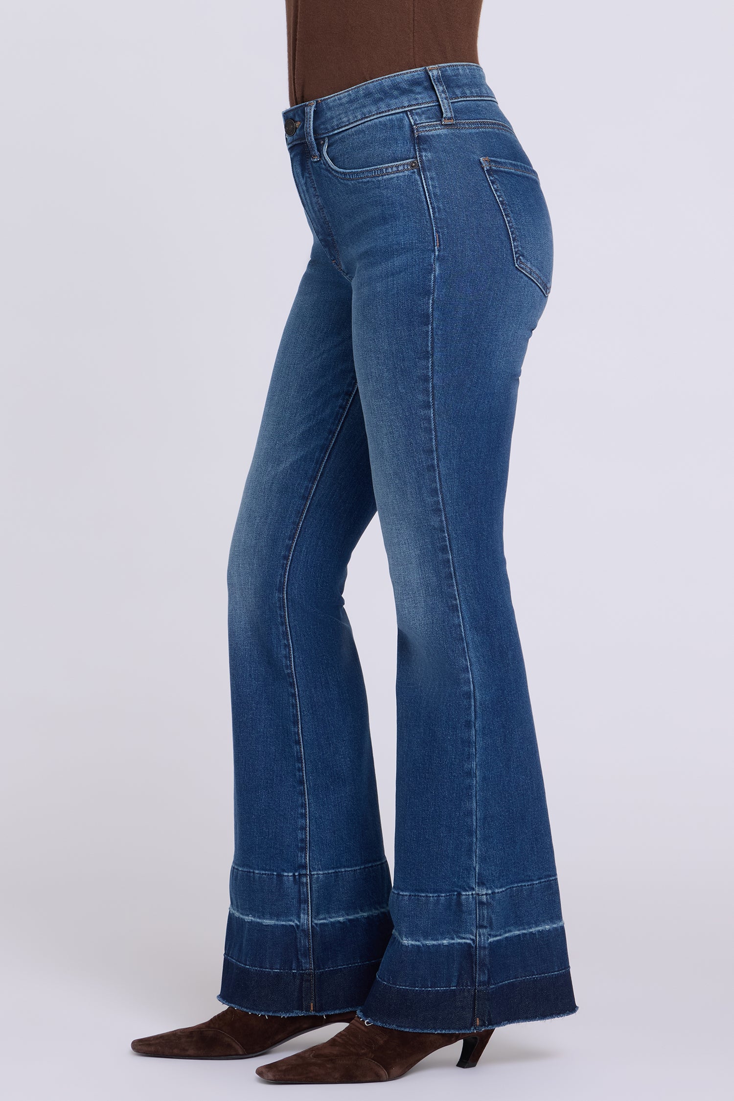 NYDJ Felicity Flared Jeans With High Rise And Raw Shadow Hems - Colorblaze