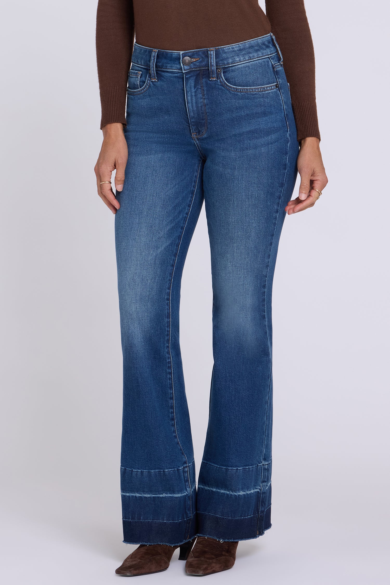 NYDJ Felicity Flared Jeans With High Rise And Raw Shadow Hems - Colorblaze