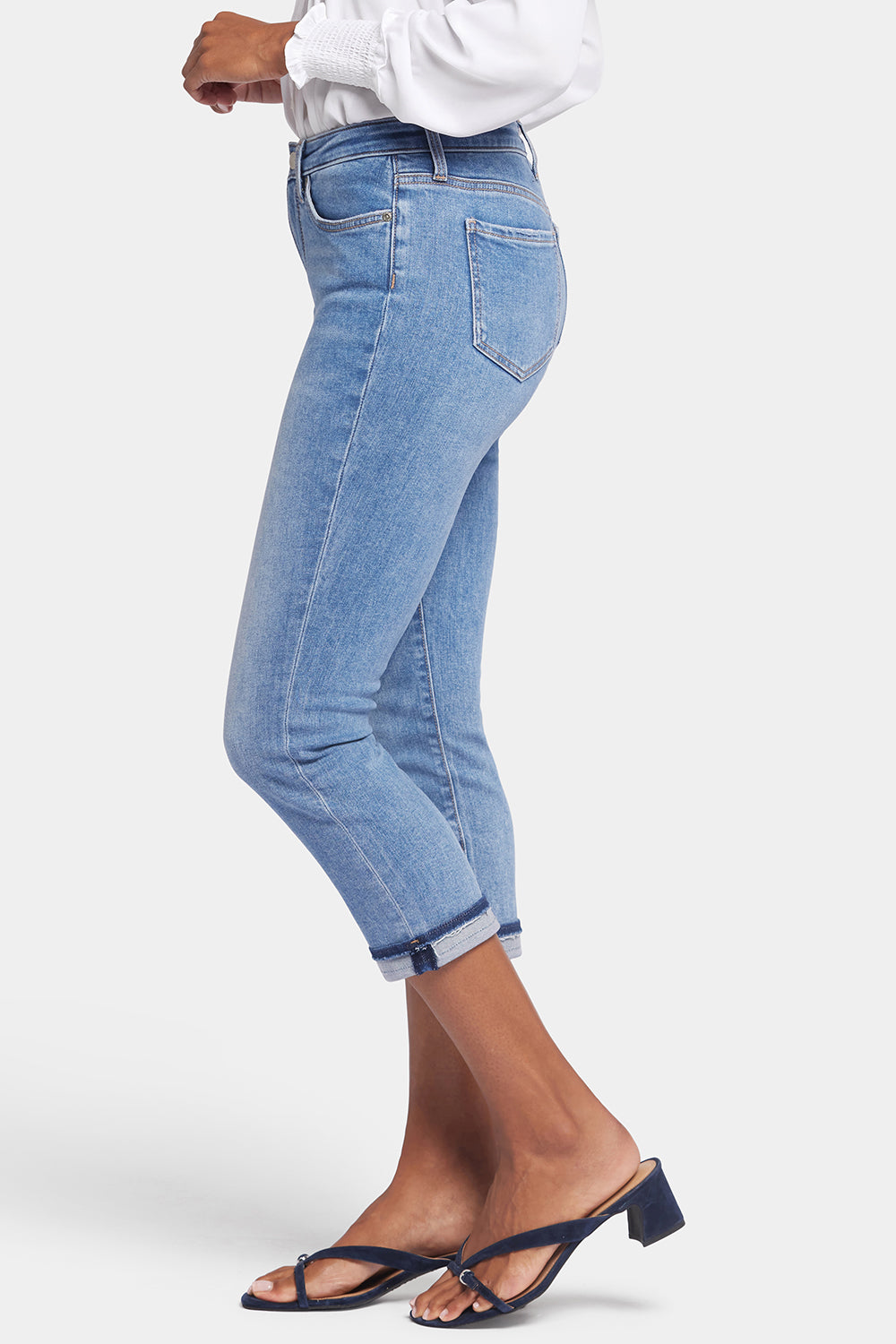 NYDJ Chloe Capri Jeans With Raw Shadow Cuffs - Crescent Shore