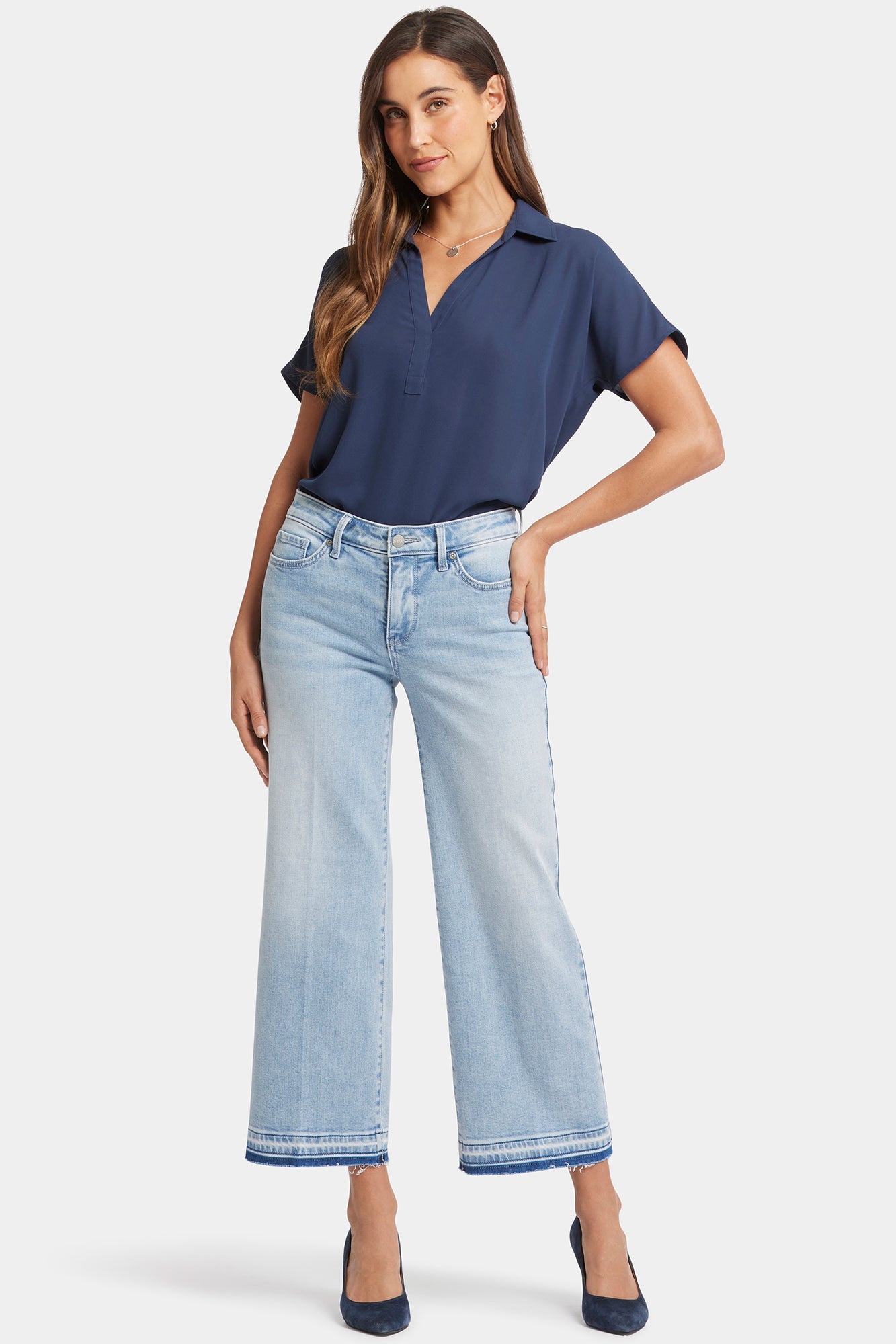 NYDJ Teresa Wide Leg Ankle Jeans With Released Hems - Misty Ridge