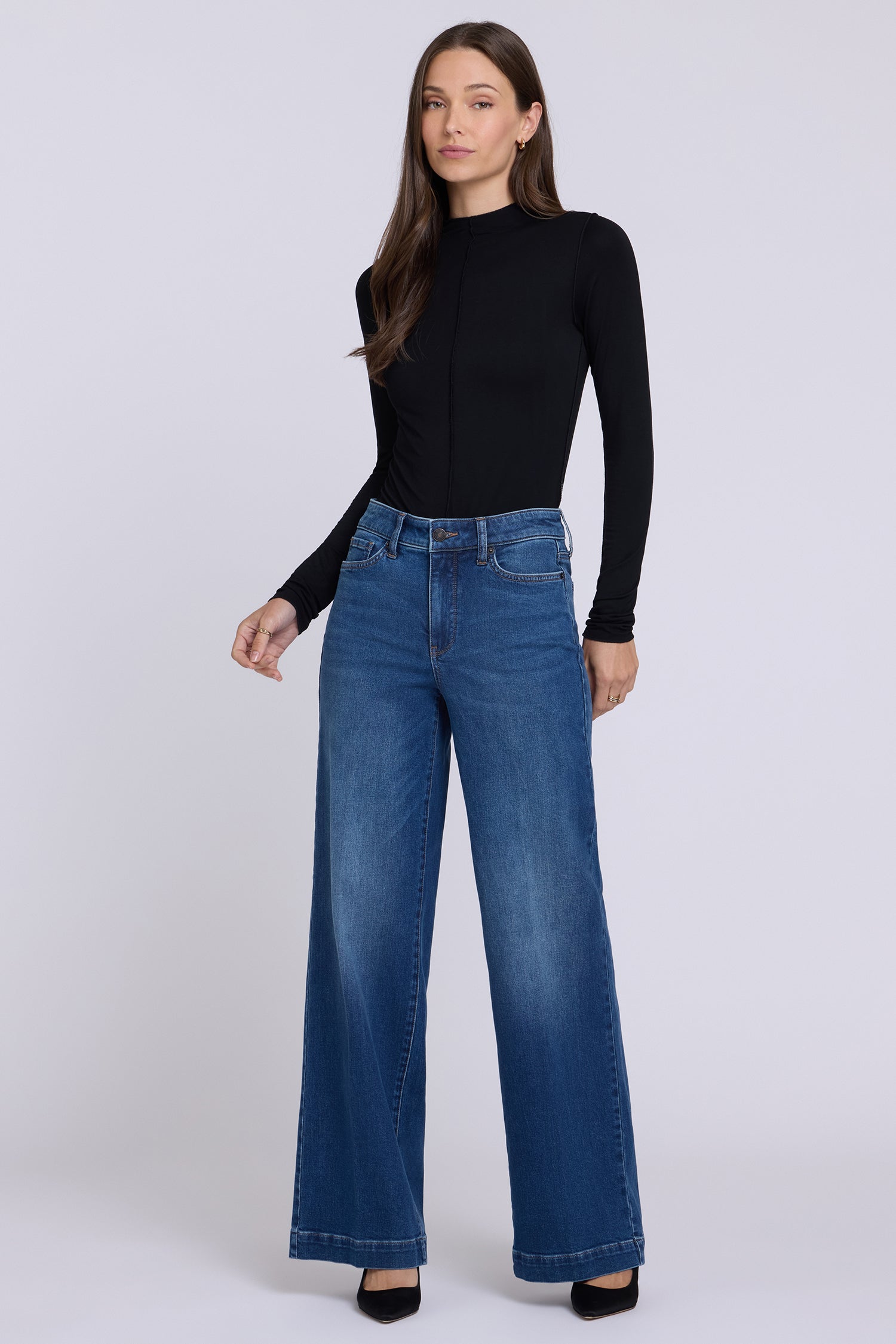 NYDJ Teresa Wide Leg Jeans With High Rise And Trouser Hems - Blaze