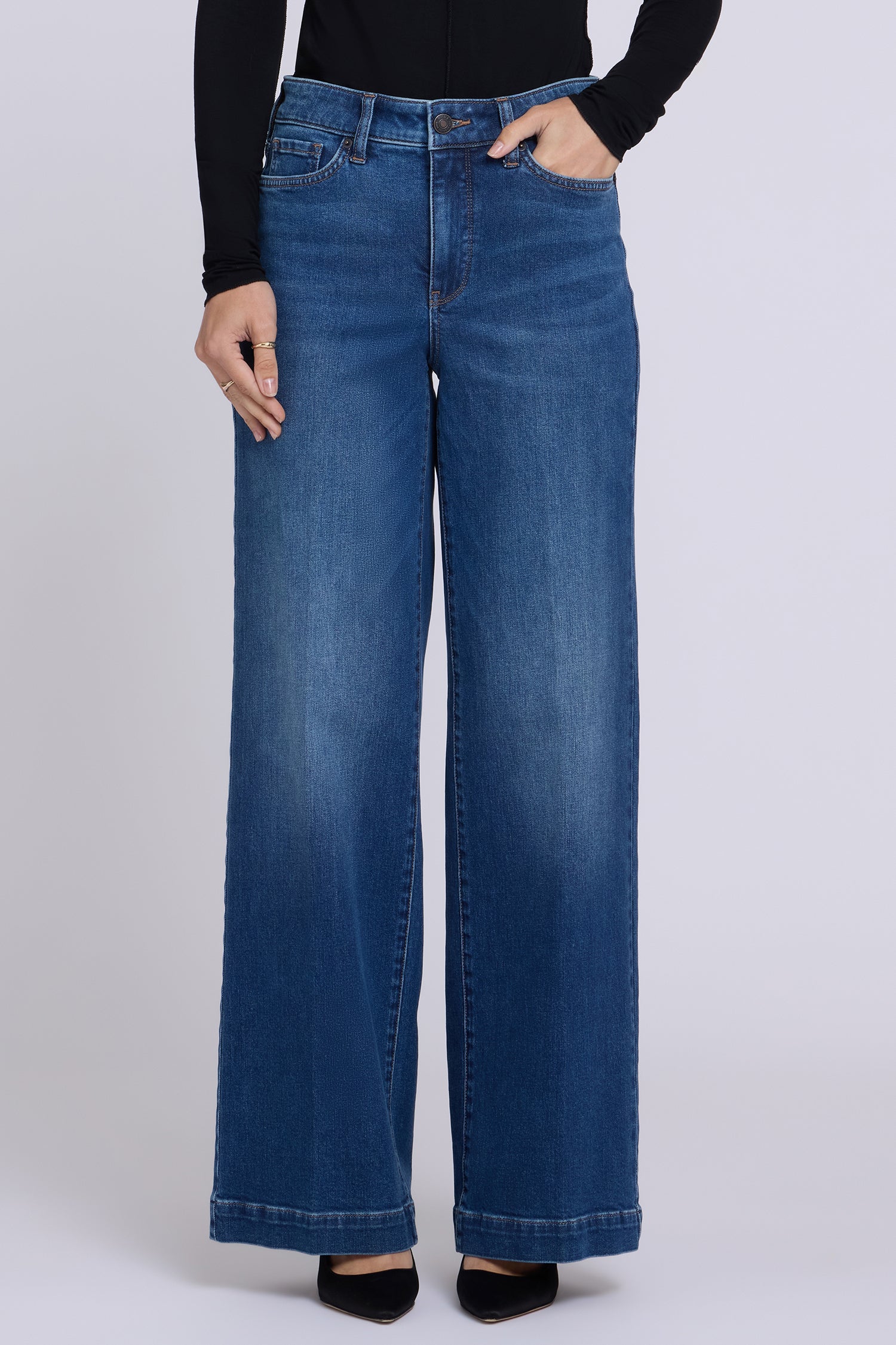 NYDJ Teresa Wide Leg Jeans With High Rise And Trouser Hems - Blaze
