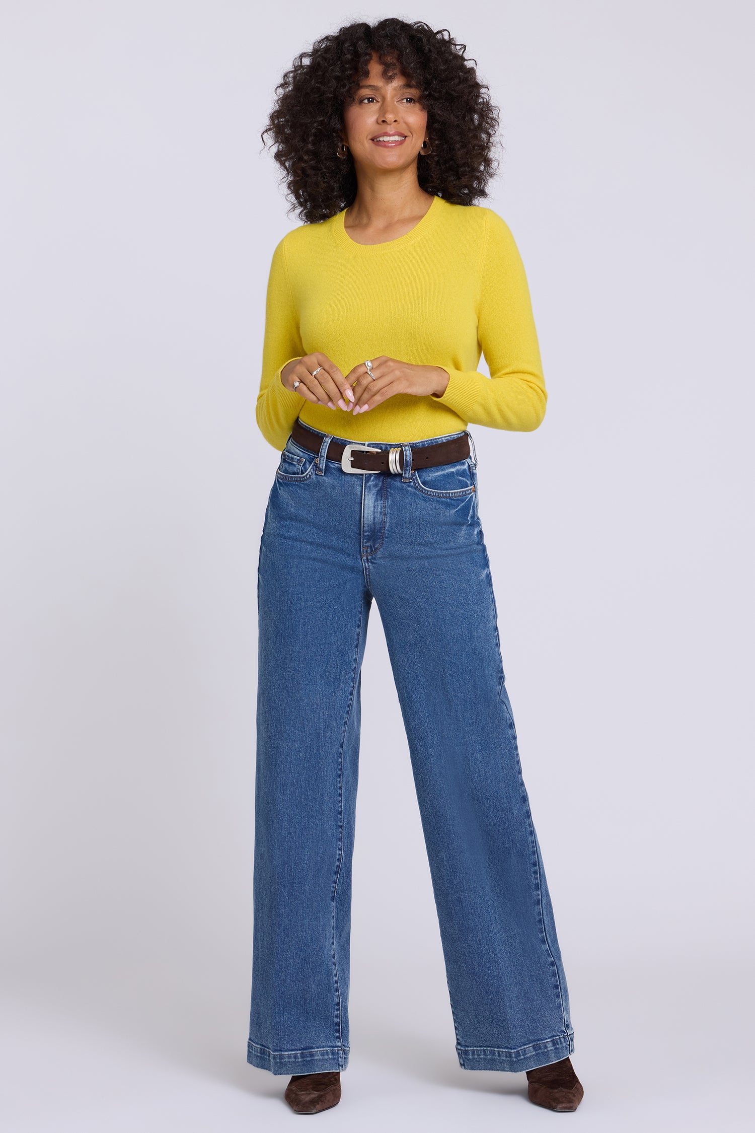 NYDJ Teresa Wide Leg Jeans With High Rise And Trouser Hems - Burnet