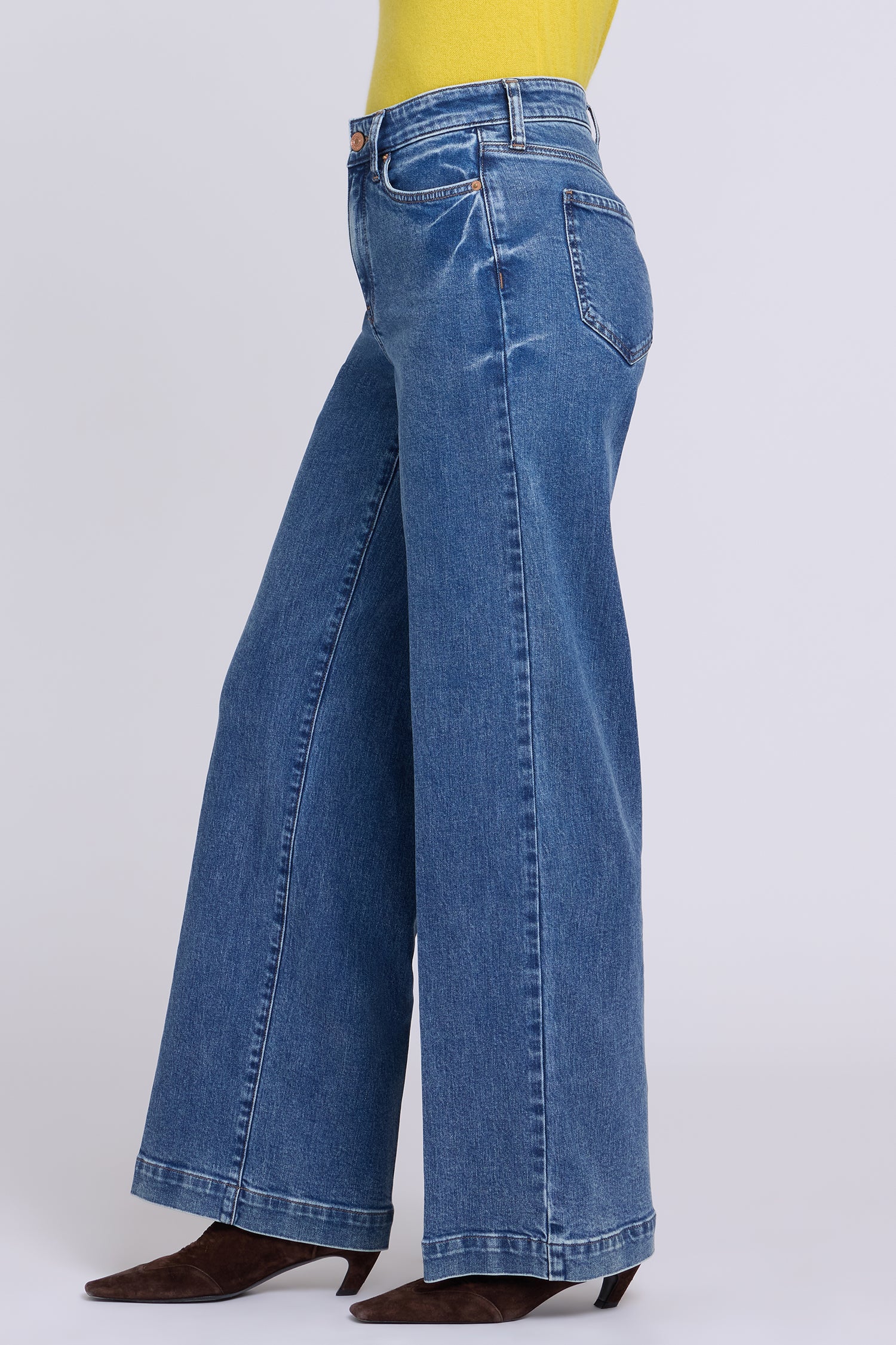 NYDJ Teresa Wide Leg Jeans With High Rise And Trouser Hems - Burnet