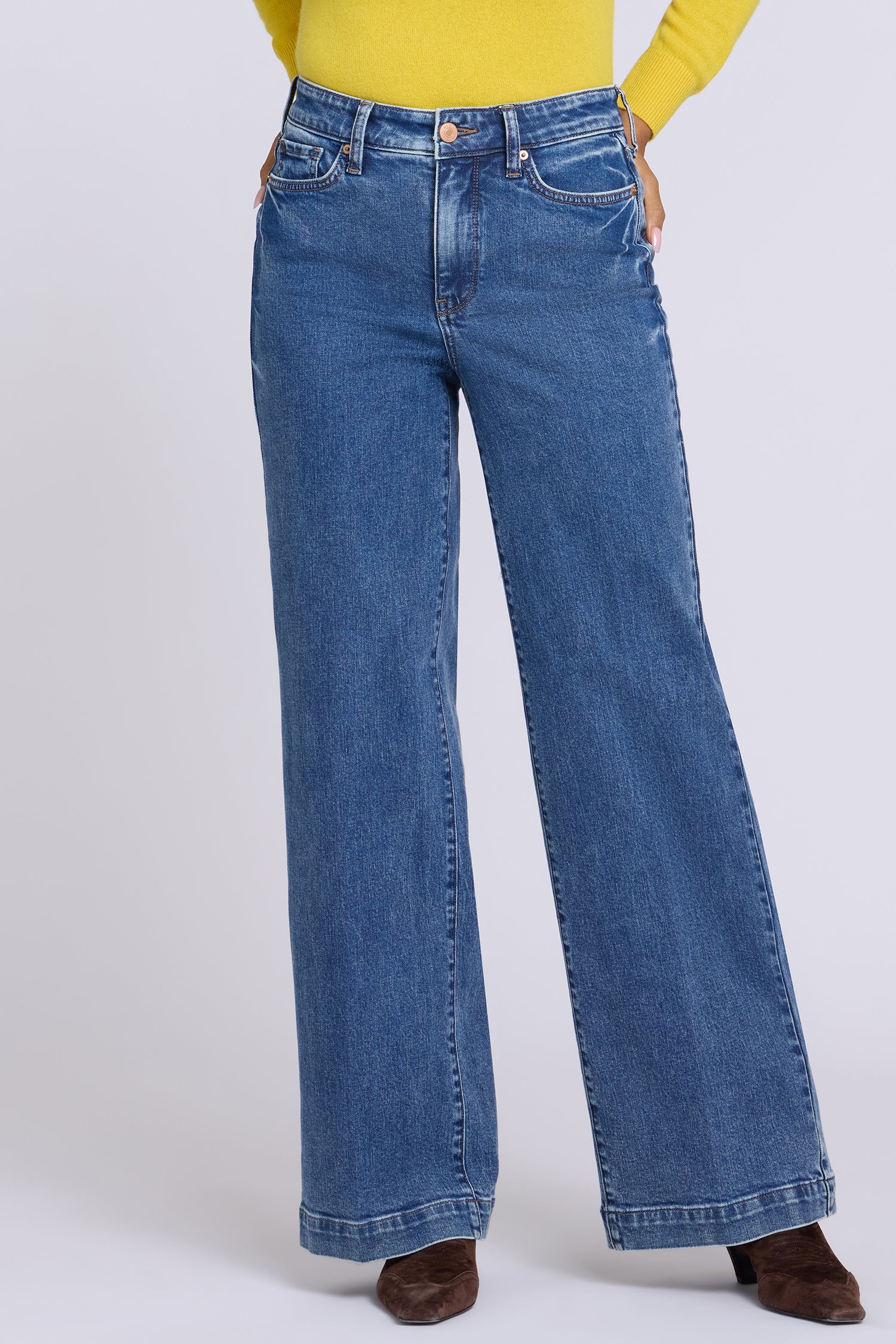 NYDJ Teresa Wide Leg Jeans With High Rise And Trouser Hems - Burnet