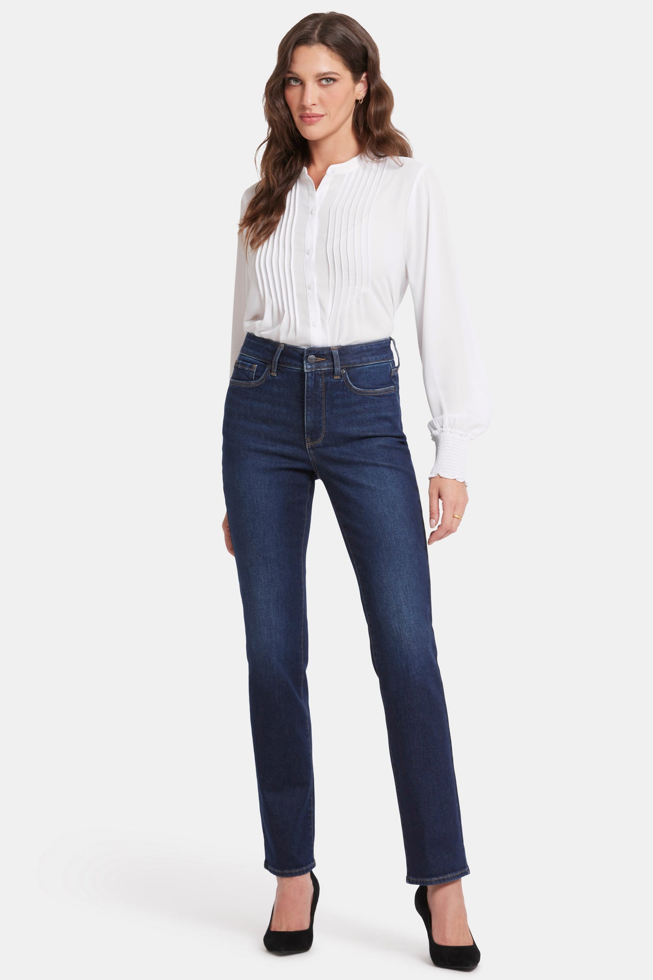 NYDJ Marilyn Straight Jeans In Long Inseam With High Rise - River Bridge