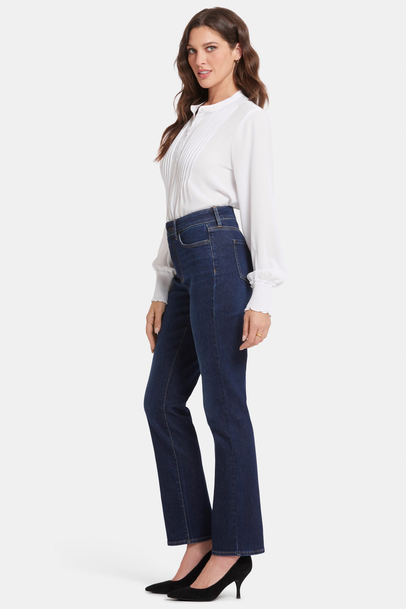 NYDJ Marilyn Straight Jeans In Long Inseam With High Rise - River Bridge