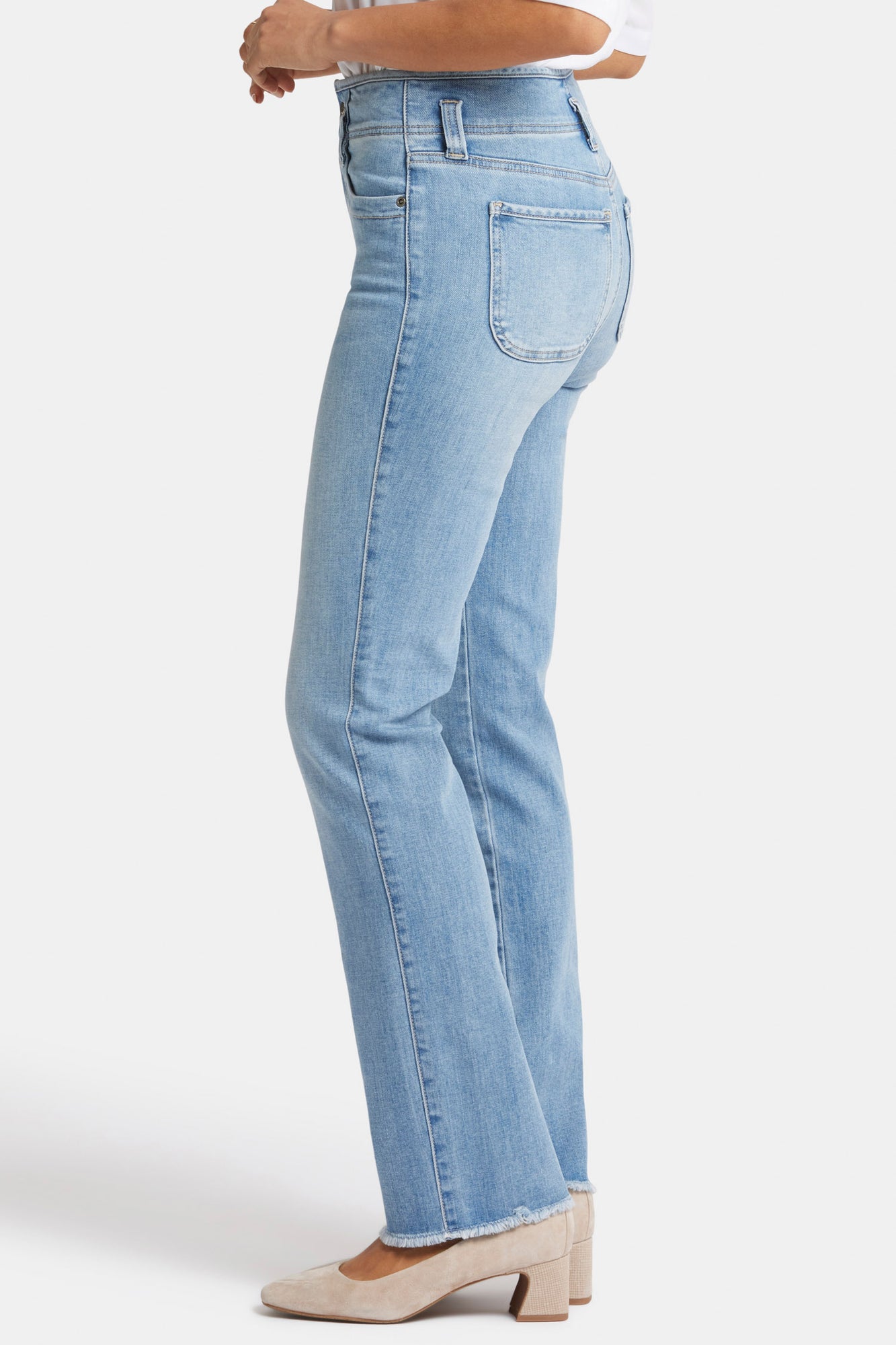 NYDJ Marilyn Straight Jeans With High Rise And Frayed Hems - Blue Valley