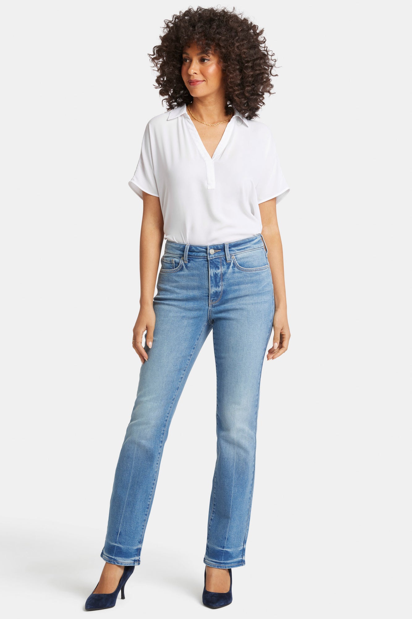 NYDJ Marilyn Straight Jeans With High Rise And Creased Hems - Hidden Lake