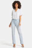 NYDJ Marilyn Straight Jeans With High Rise, 31" Inseam And Deep Hems - Icy Lagoon