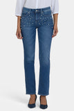 NYDJ Marilyn Straight Jeans With Faux Pearls And Rhinestones - Lake Notre-Dame