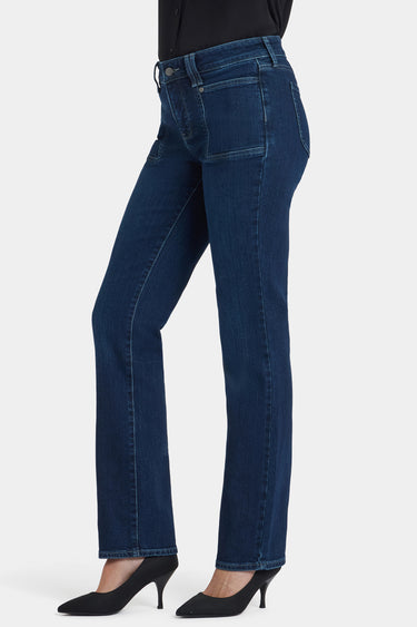 NYDJ Marilyn Straight Jeans With Front Patch Pockets - Ink Skyline
