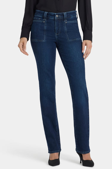 NYDJ Marilyn Straight Jeans With Front Patch Pockets - Ink Skyline