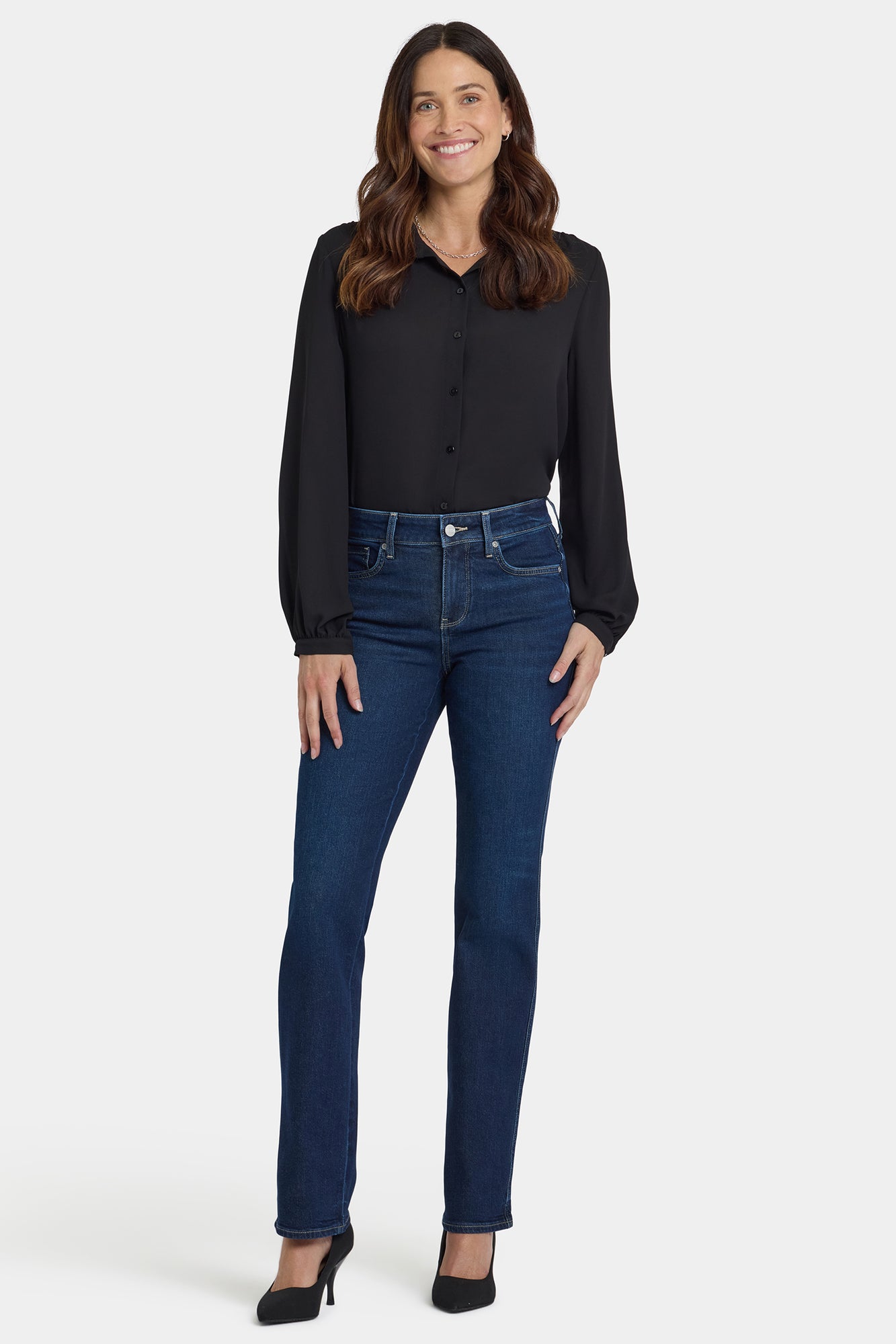 Mari Marilyn Straight Jeans With Side Double Stitching - Indigo