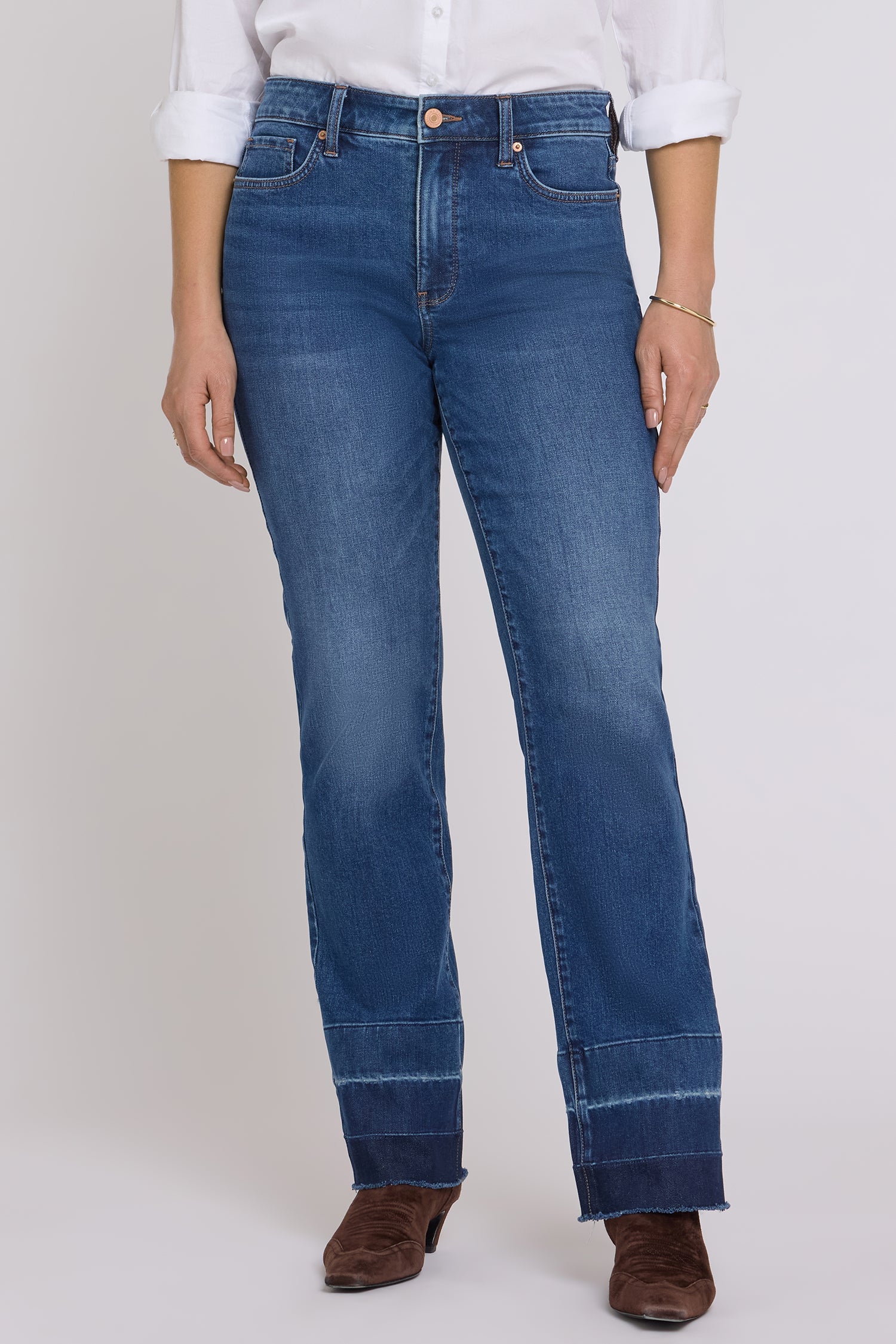 NYDJ Marilyn Straight Jeans With Raw Shadow Hems - Colorblaze
