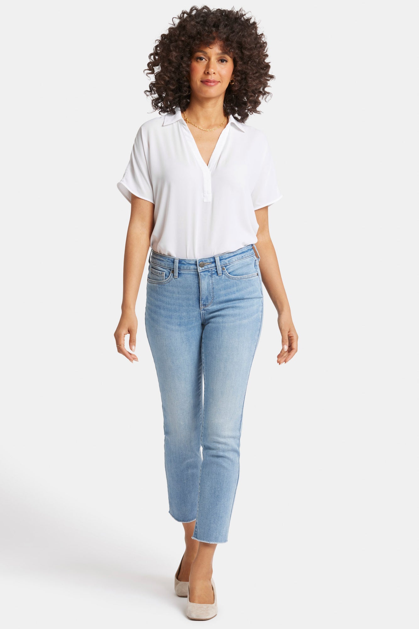 NYDJ Sheri Slim Ankle Jeans With Frayed Hems - Blue Valley