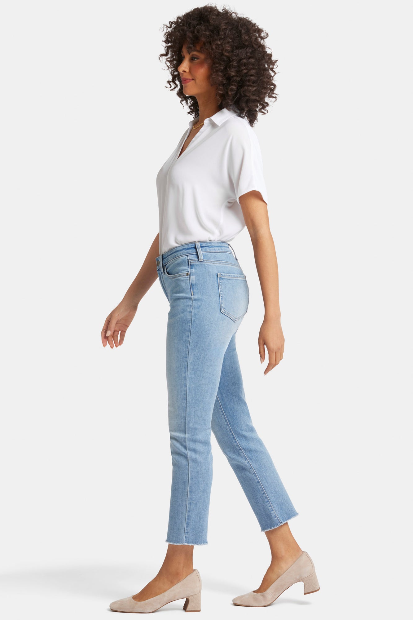 NYDJ Sheri Slim Ankle Jeans With Frayed Hems - Blue Valley