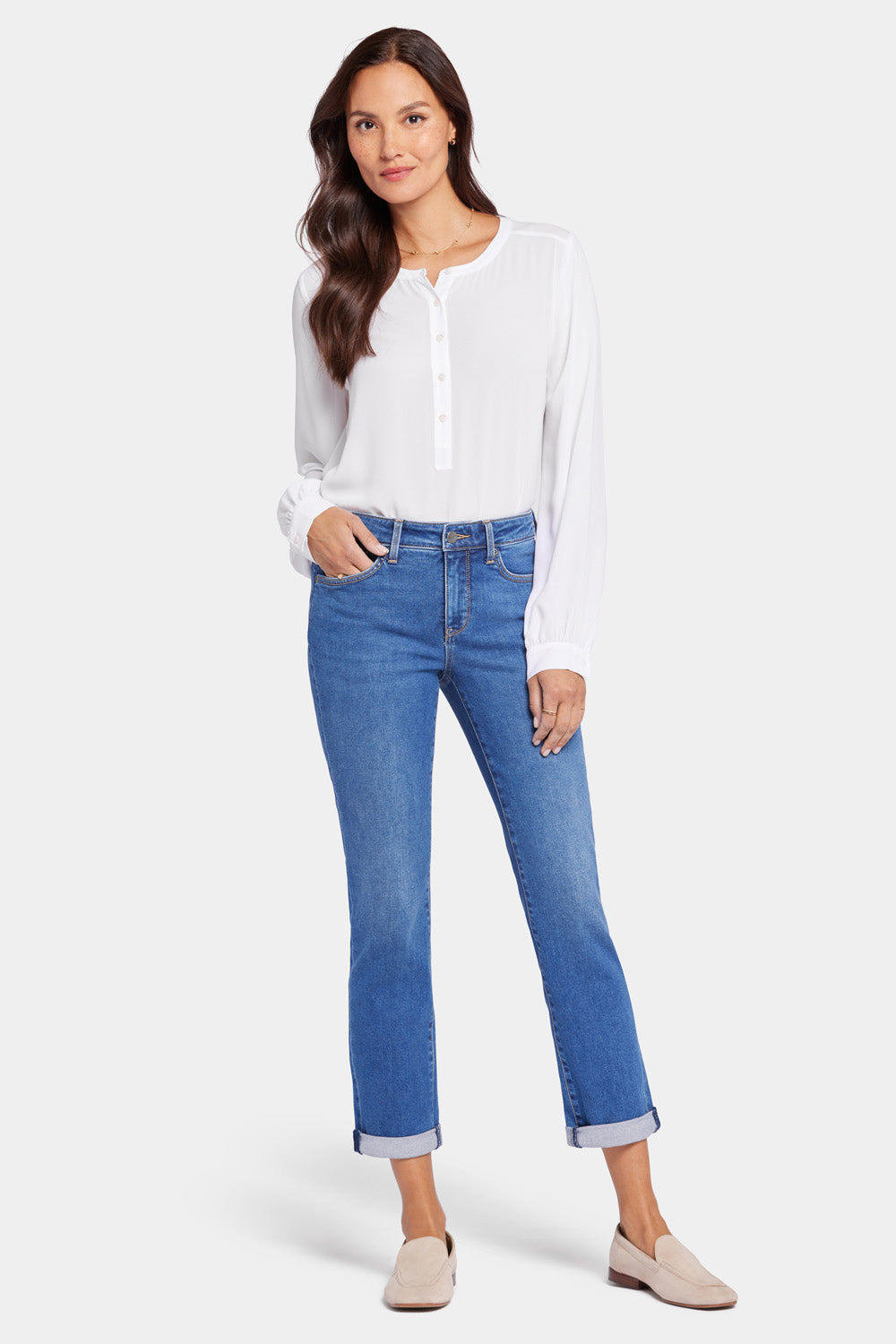 NYDJ Sheri Slim Ankle Jeans With Roll Cuffs - Rockford