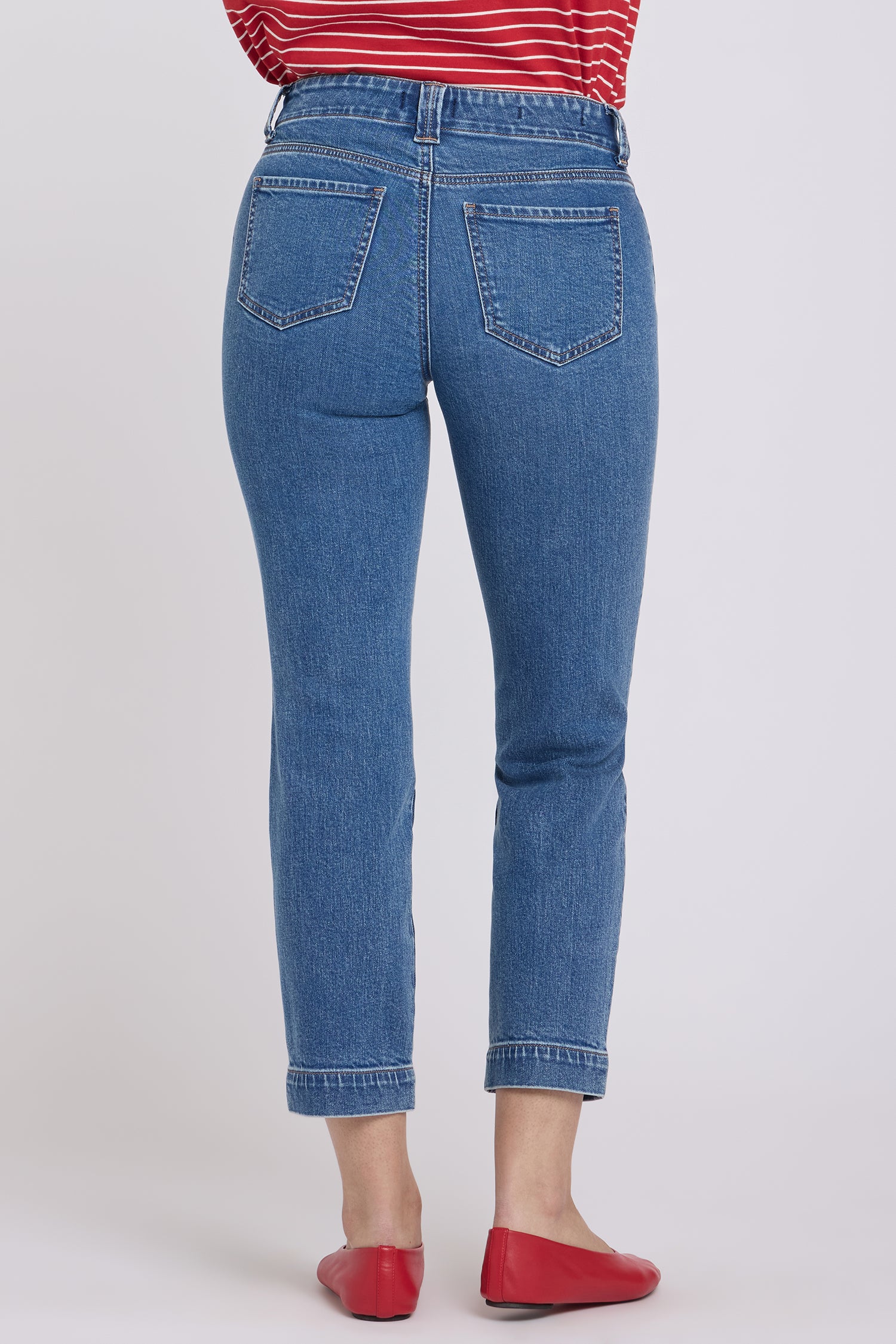Sheri Slim Straight Ankle Jeans With Side Slits - Salton Blue | NYDJ