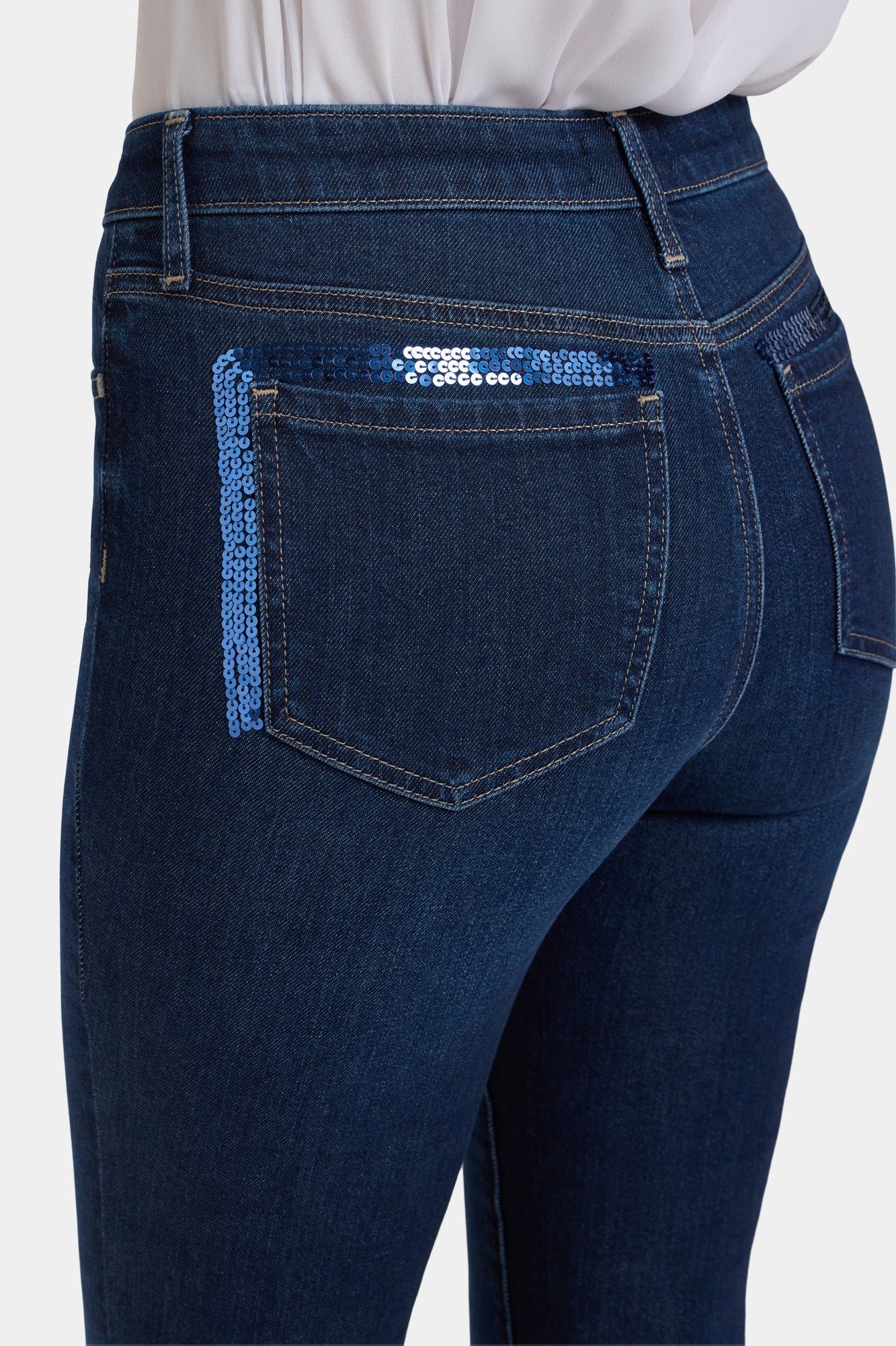 NYDJ Sheri Slim Jeans With Back Sequins - Indigo Seine