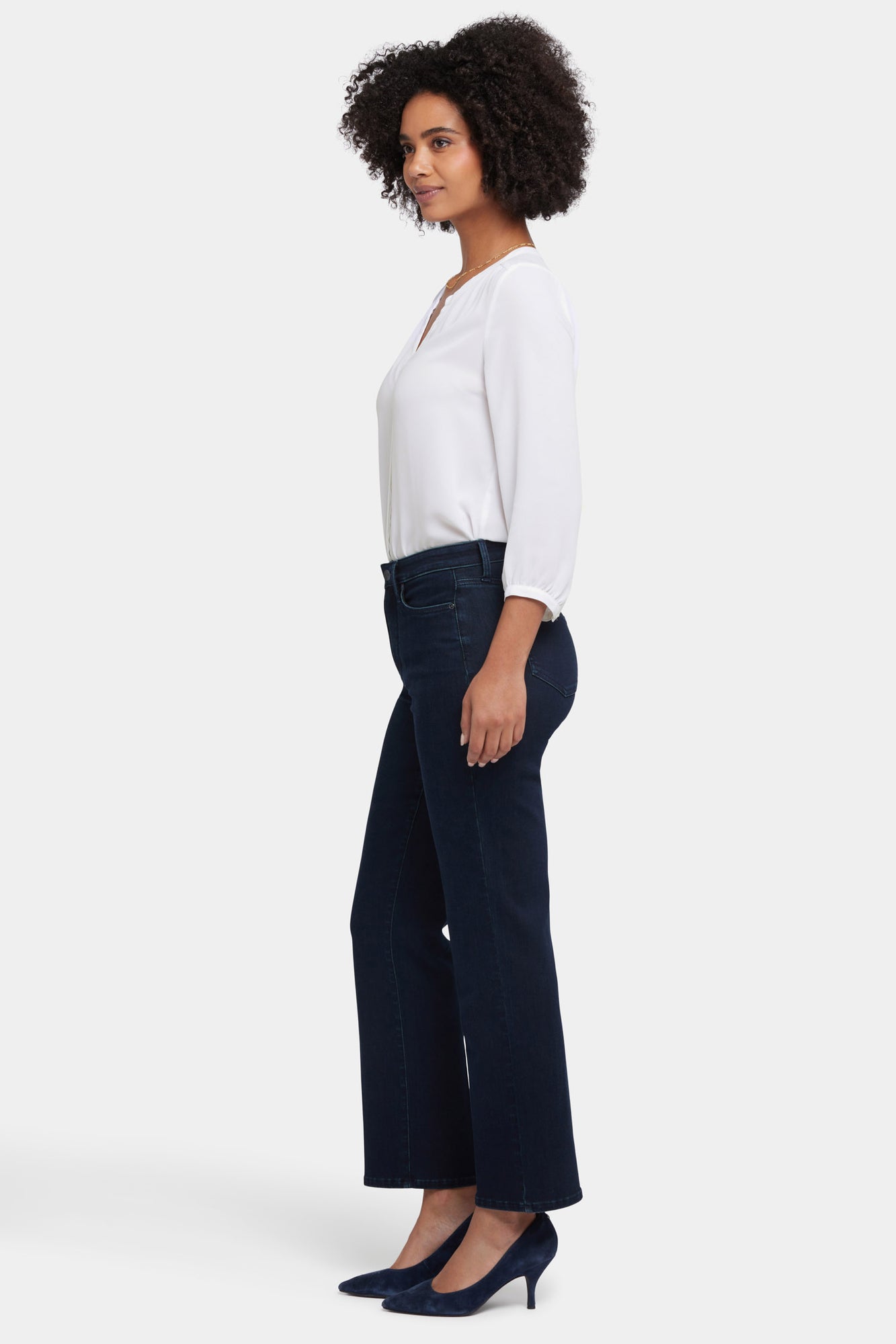 NYDJ Bailey Relaxed Straight Ankle Jeans With High Rise And Raw Hems - Midnight Falls