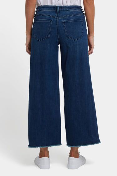 NYDJ Teresa Wide Leg Ankle Jeans With Frayed Hems - Ibiza Blues