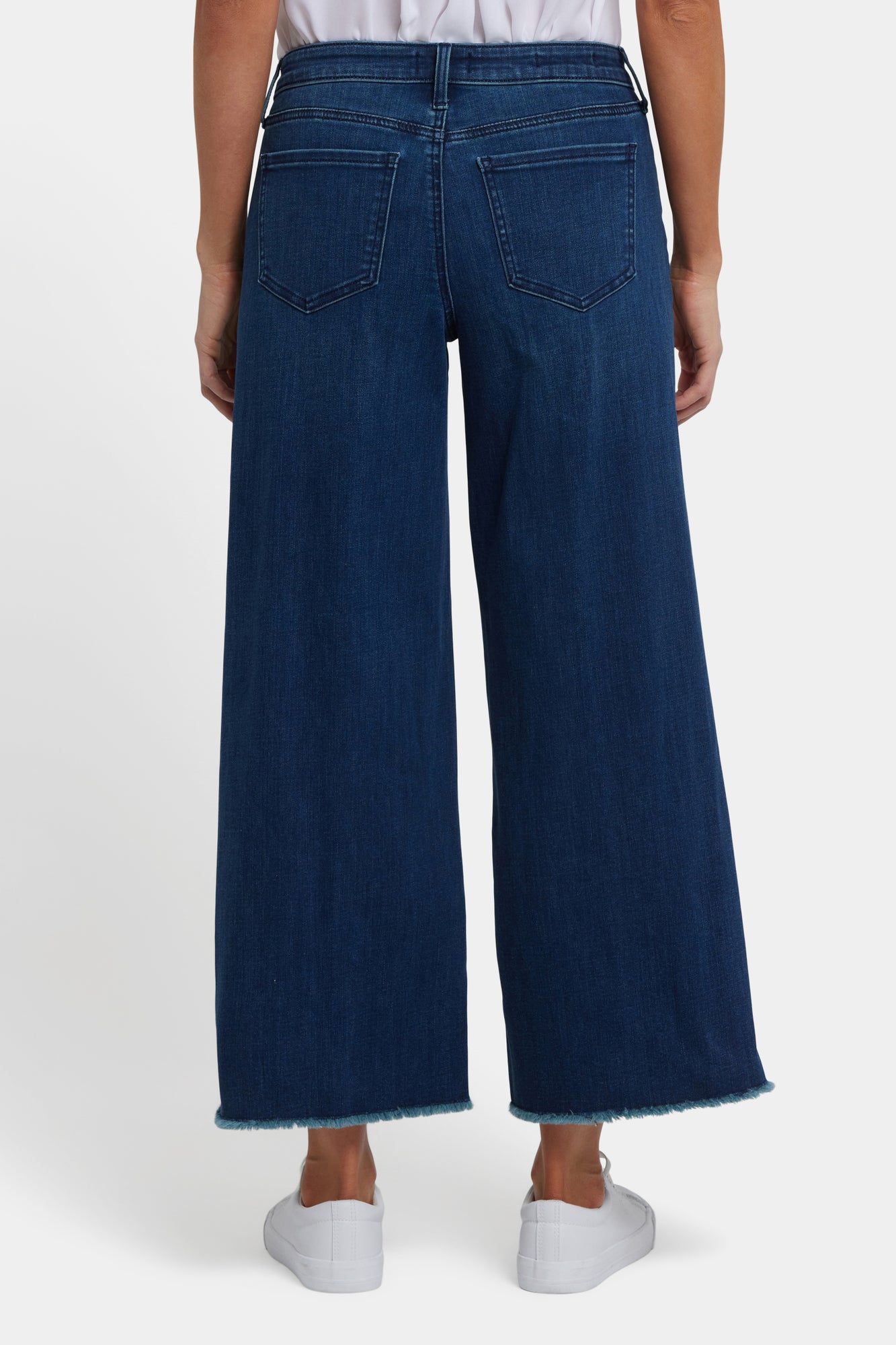 NYDJ Teresa Wide Leg Ankle Jeans With Frayed Hems - Ibiza Blues