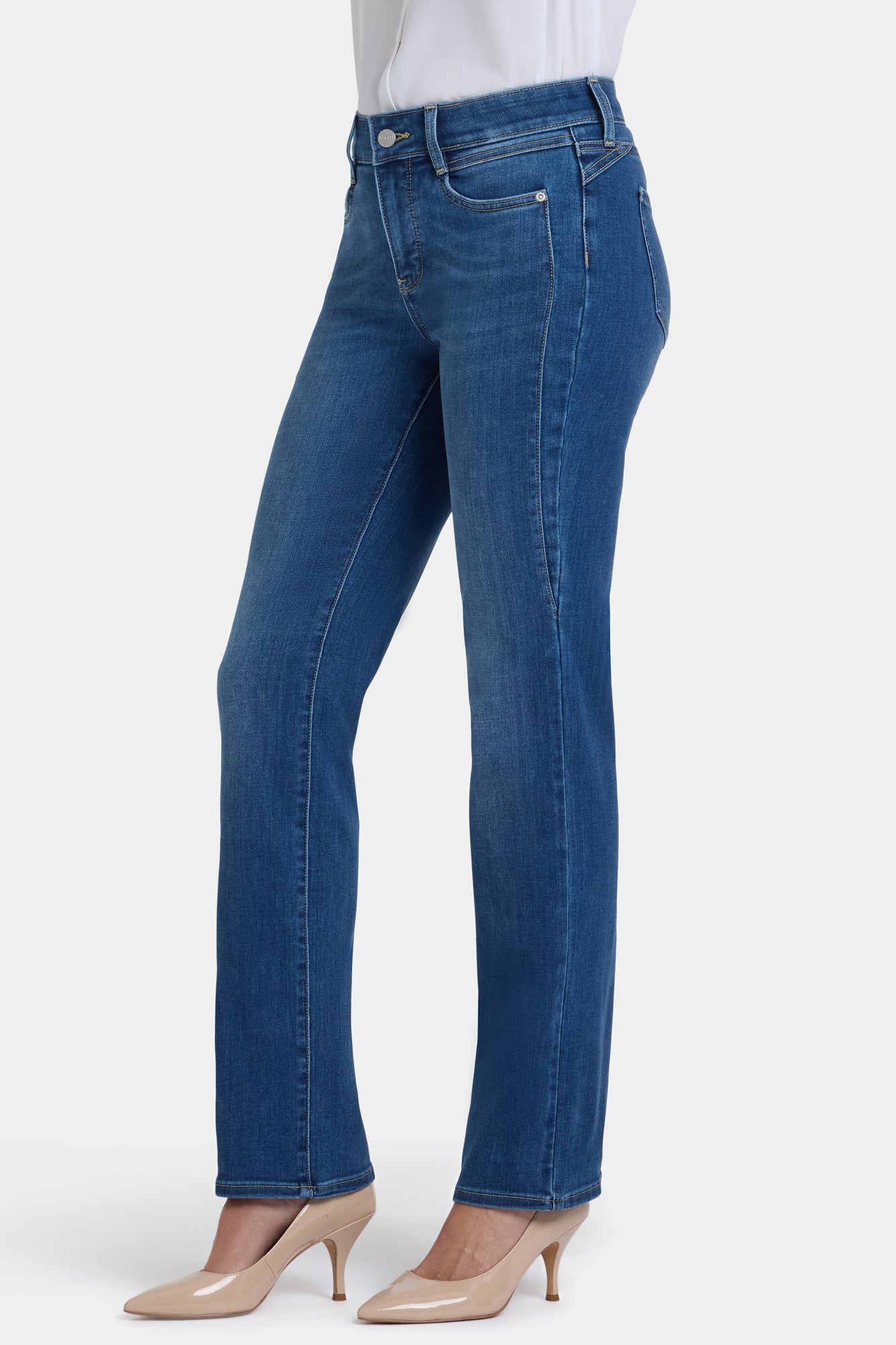 NYDJ Marilyn Straight Jeans With Paneled Seam Detail - Opera Blue