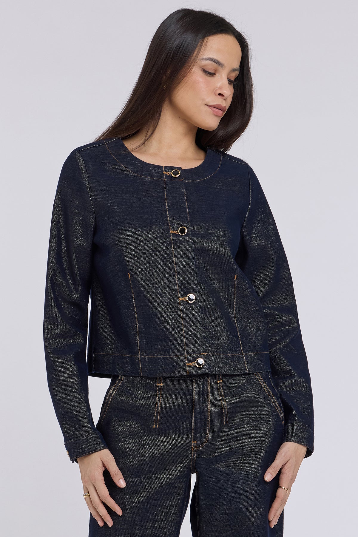 NYDJ Cropped Denim Jacket  - Gold Rinse