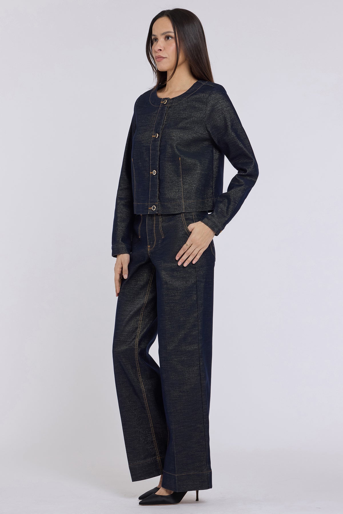 NYDJ Cropped Denim Jacket  - Gold Rinse