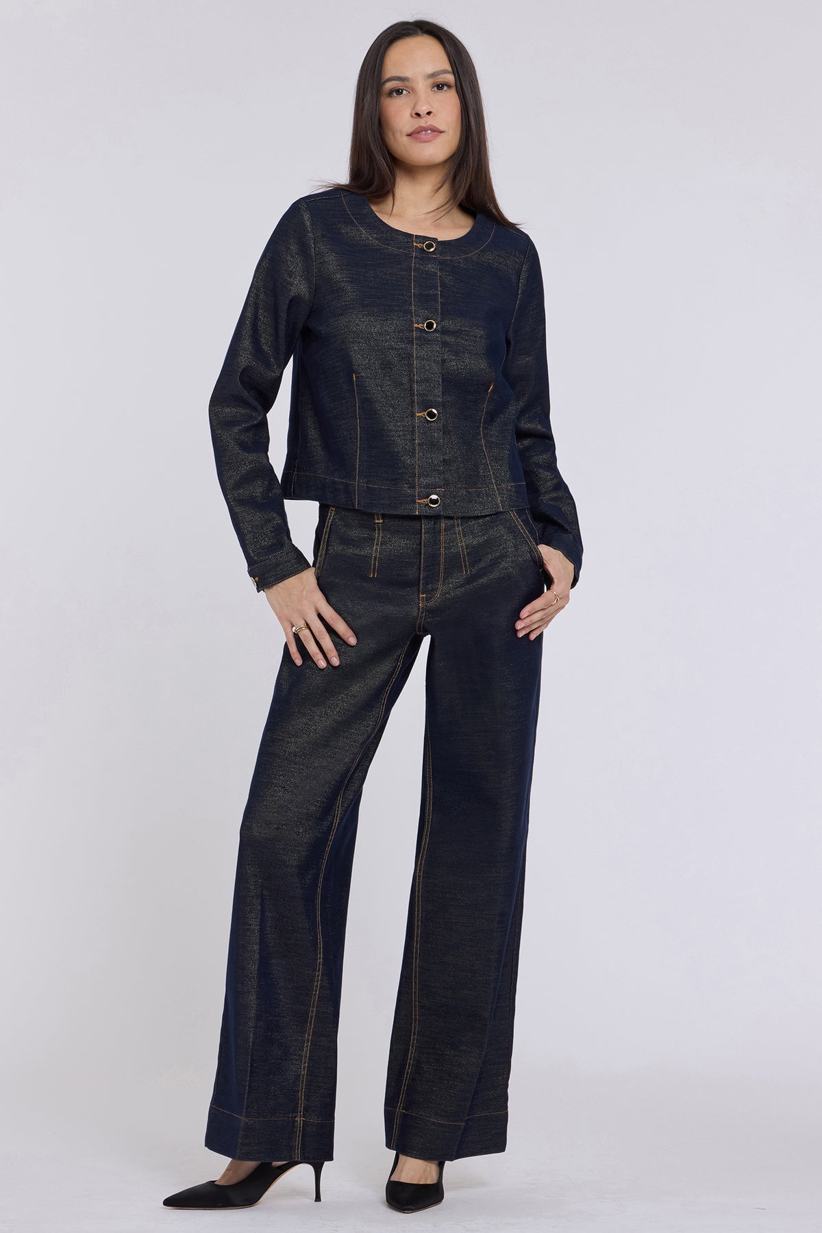 NYDJ Cropped Denim Jacket  - Gold Rinse