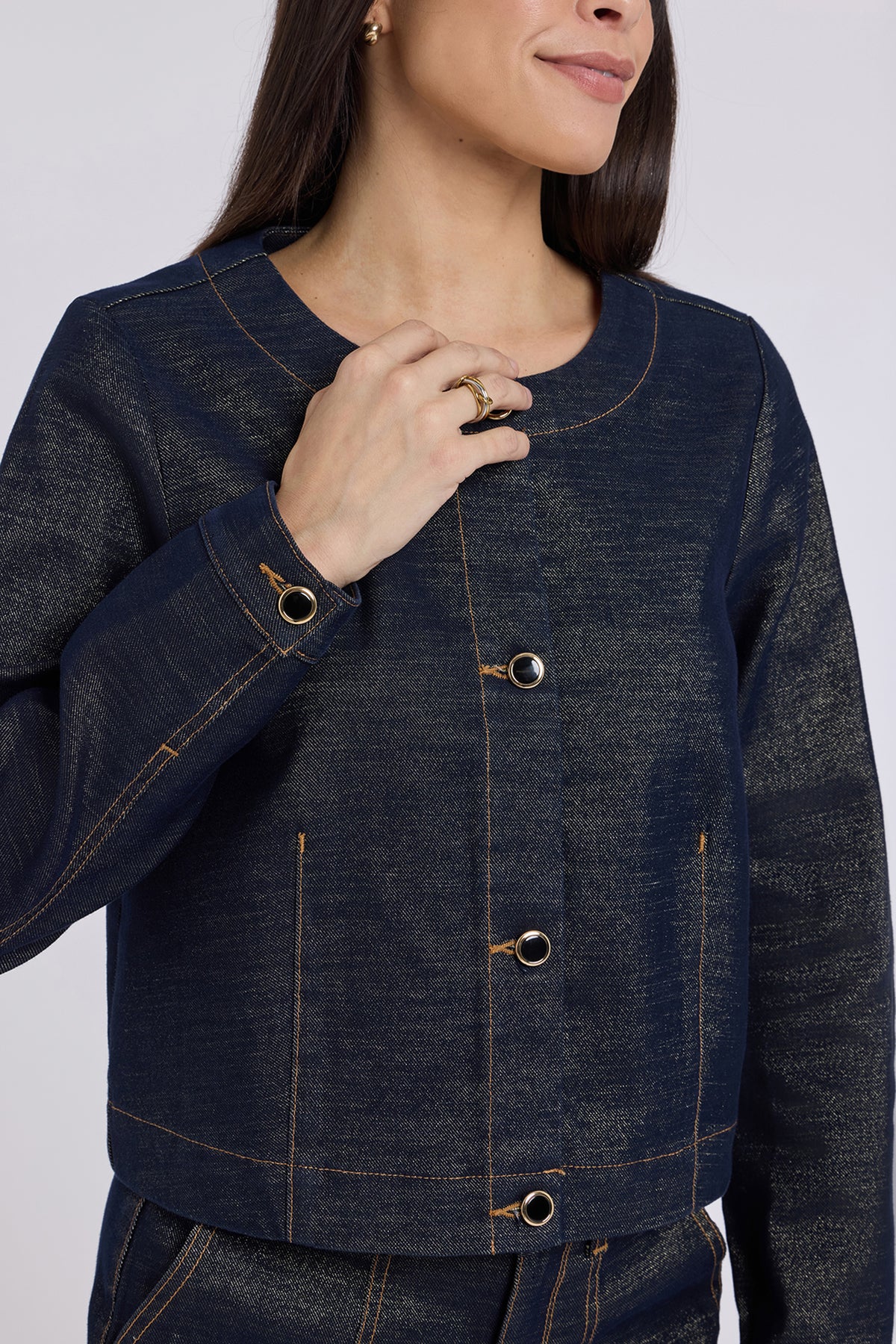 NYDJ Cropped Denim Jacket  - Gold Rinse