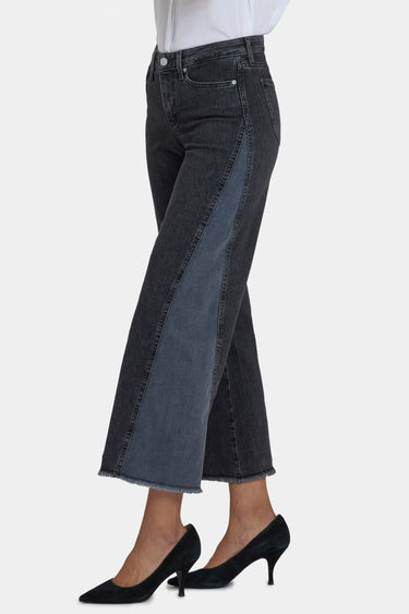 NYDJ Teresa Wide Leg Jeans With Contrast Side Panels, Frayed Hems And 29